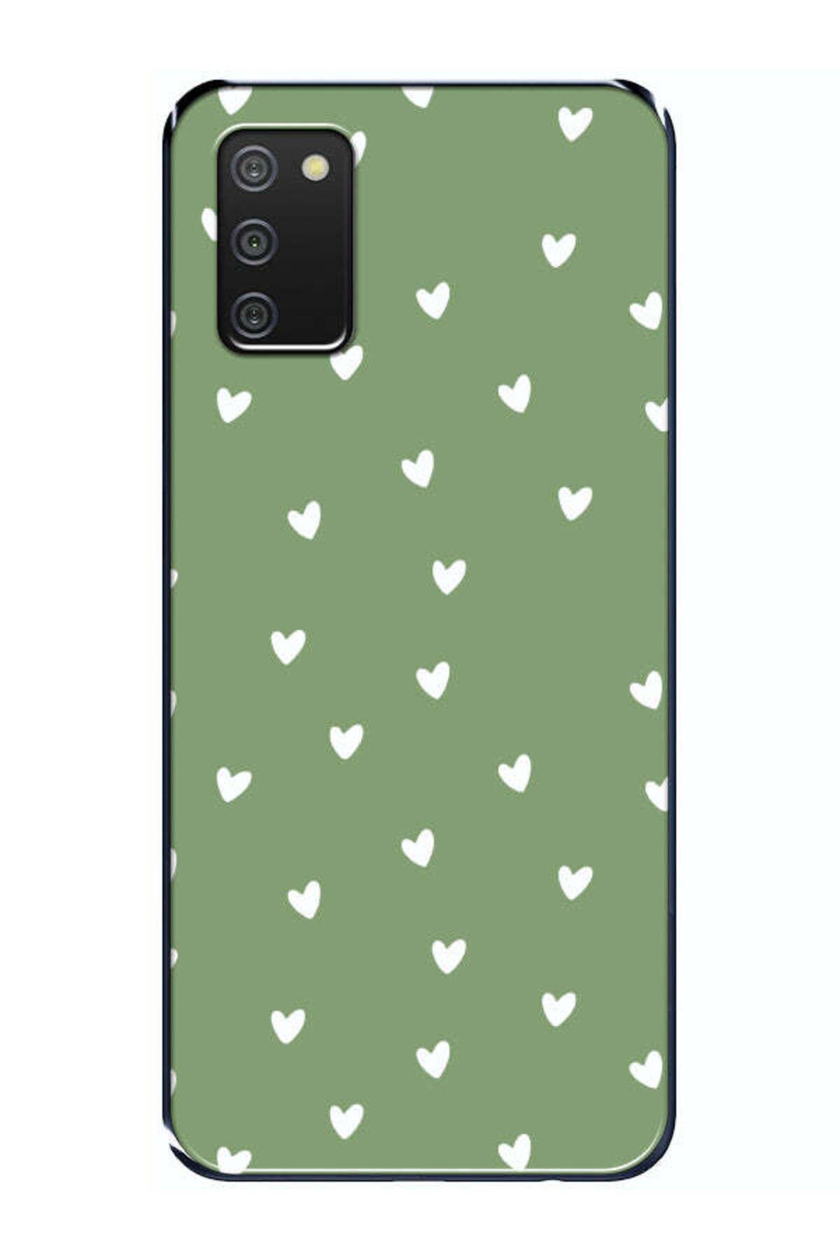 frondcase Samsung A02S Küçük Kalpler Yeşil Telefon Kılıfı