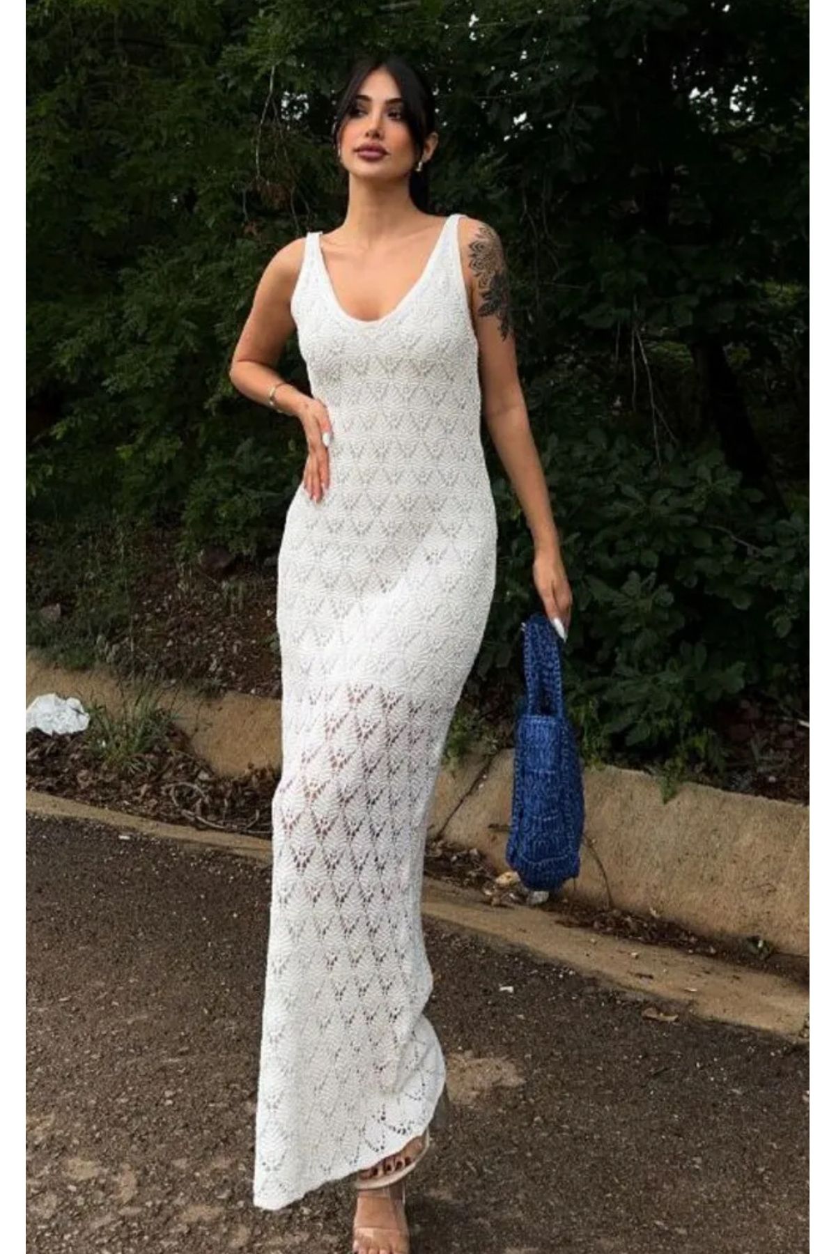 Noi Belis Maxi Boy Astarlı Ajurlu/Delikli İnce Yazlık Elbise SS25EL0020