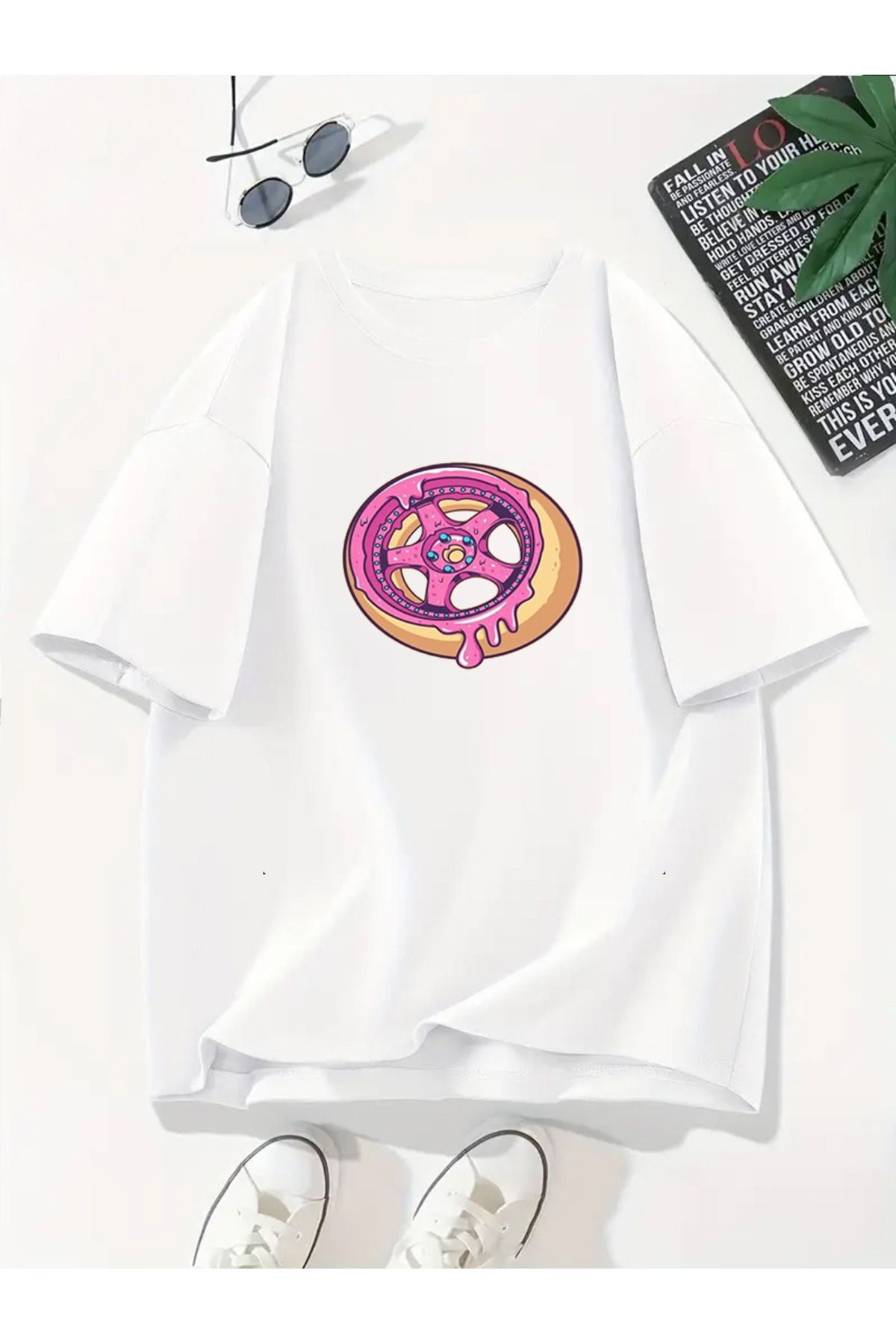 MODA Unisex Oversize Kalıp Donut Baskılı T-Shirt