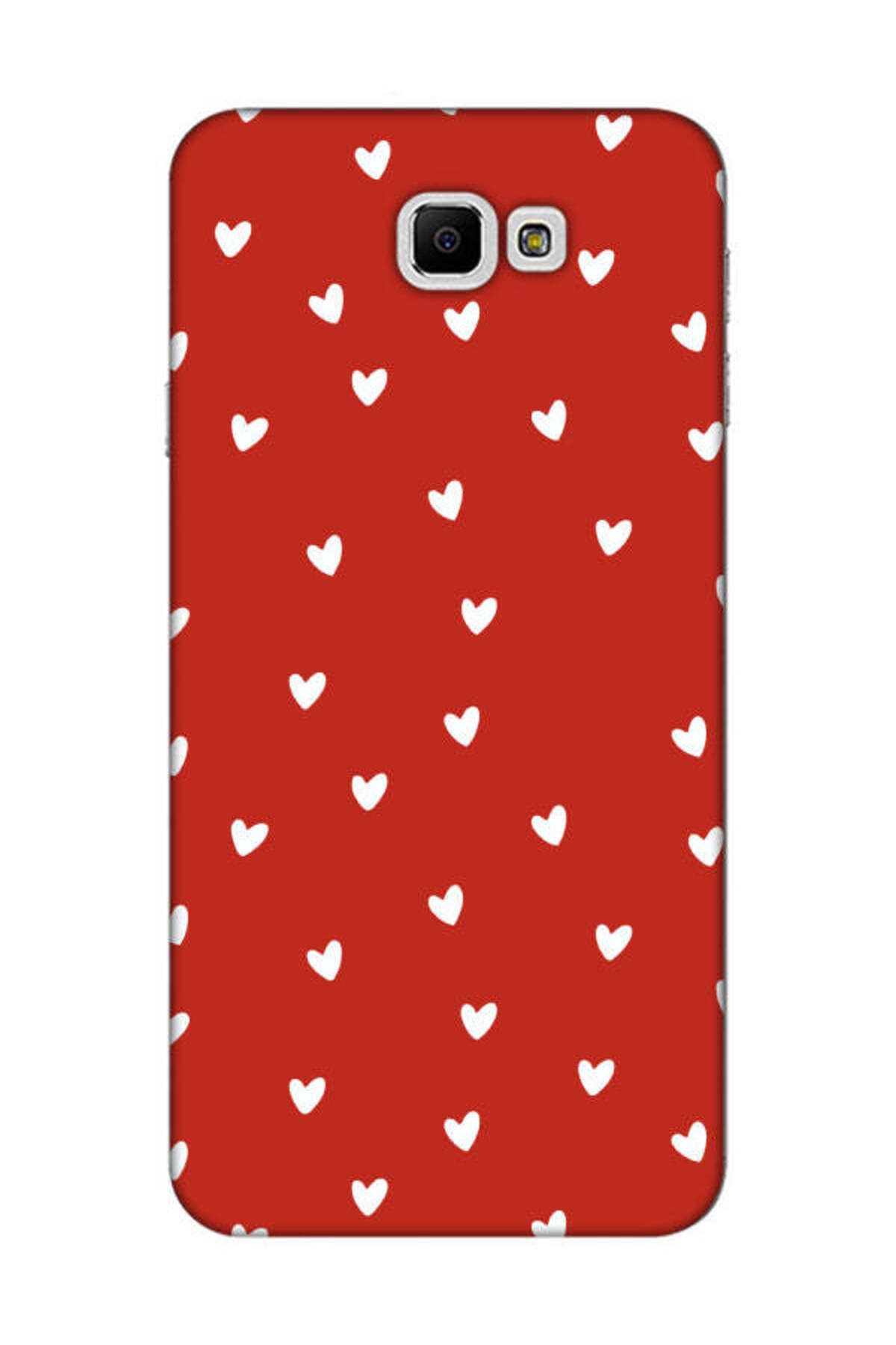 frondcase Samsung J7 Prime Küçük Kalpler Kırmızı Telefon Kılıfı