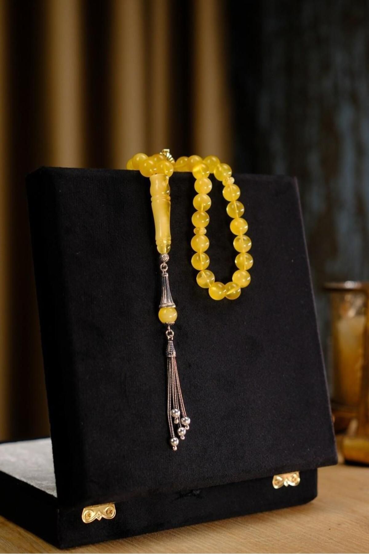 dergah tesbih Premium Gümüş Tasarım Orjianal Damla Kehribar Tesbih (Amber), (مسبحة قطرة كهريبار)