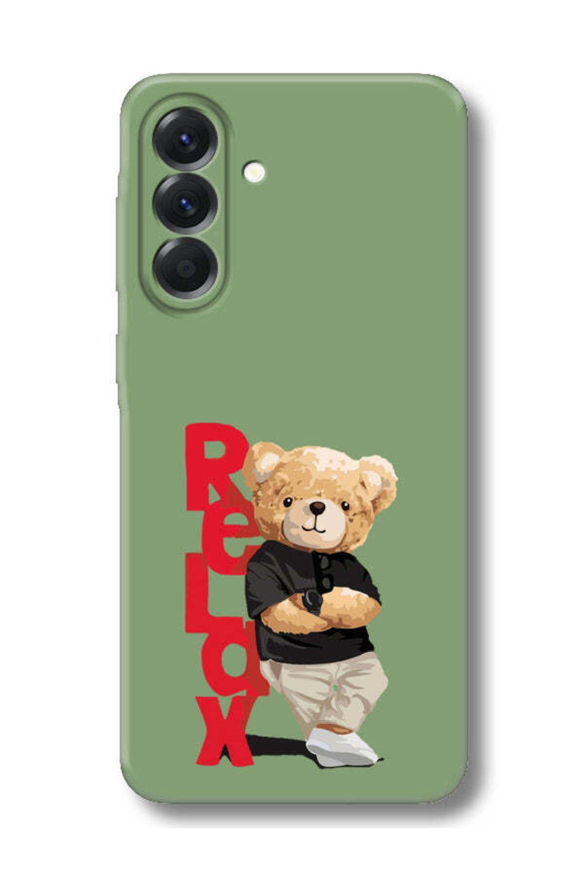 frondcase Samsung A56 Teddy Bear Relax Yeşil Telefon Kılıfı