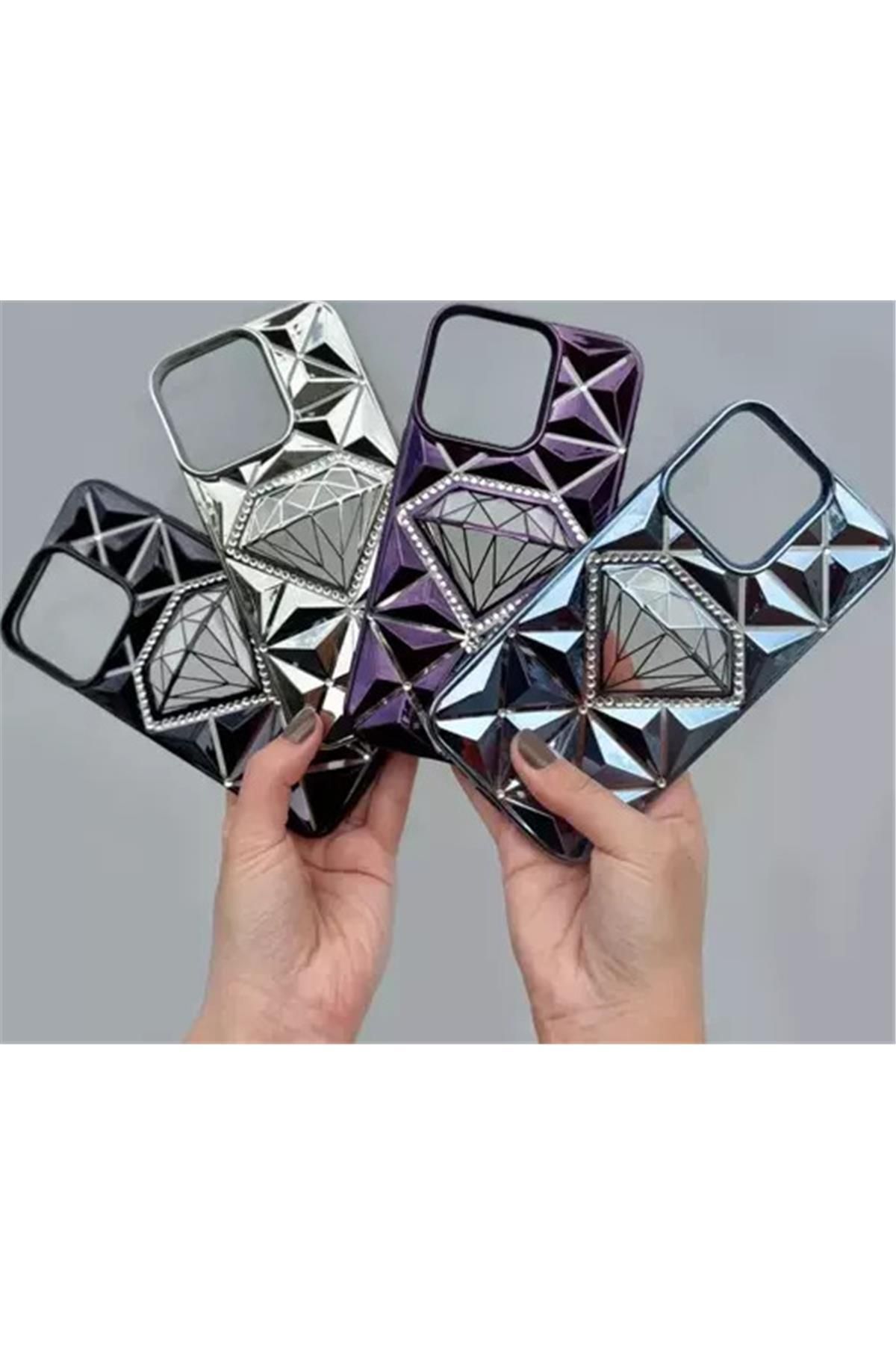 Amorix ARMORİX IPHONE 12/12 PRO UYUMLU TAŞLI ELMAS DESENLİ SİLİKON KILIF
