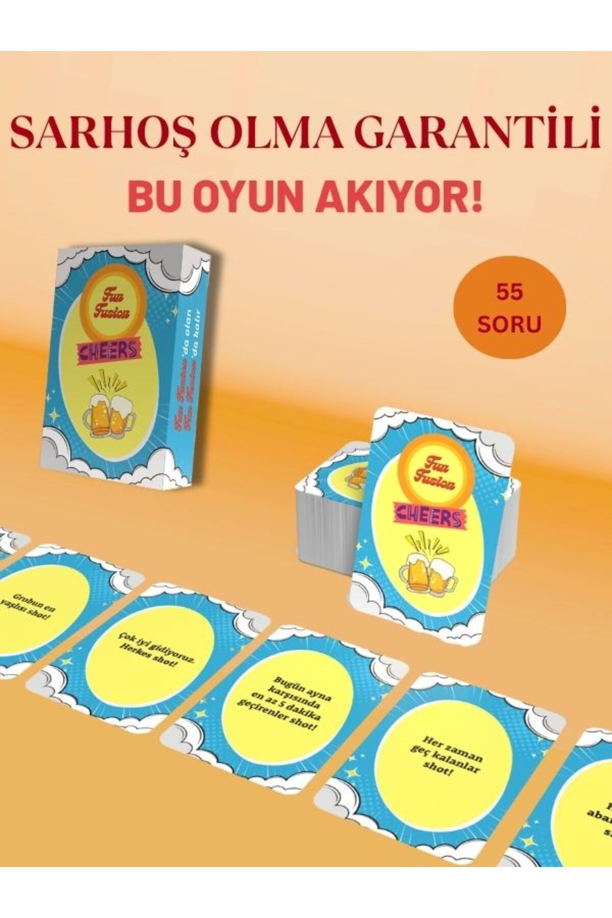 CHERIO Fun Fusion Arkadaşlar Arasında Cheers Parti İçki Shot Oyunu 55 soru