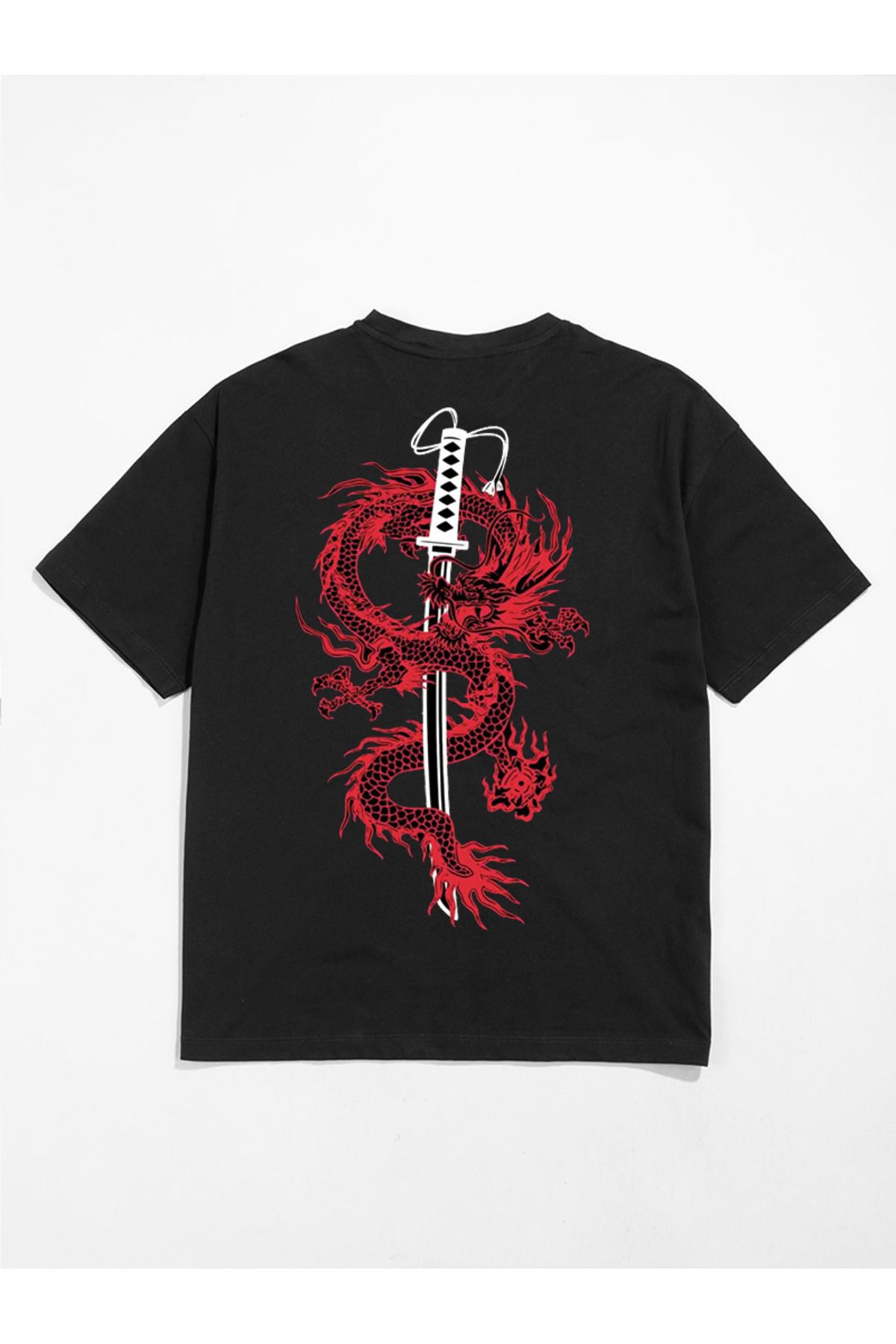 MODA Unisex Oversize Kalıp Dragon Baskılı T-Shirt