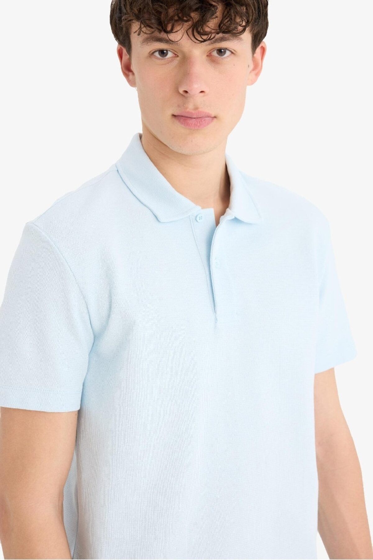 DeFacto-Tricou polo cu mânecă scurtă, texturat, de bază, sezon nou 7