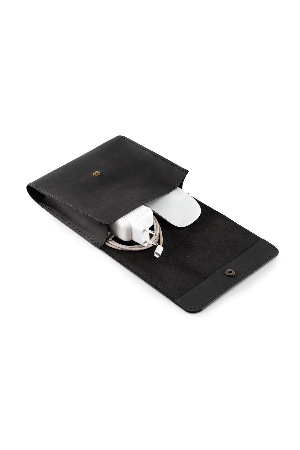 LWA Leather Deri El Yapımı MacBook & iPad Şarj Kılıfı | Laptop ve Tablet Aksesuarları için Kablo Çantası