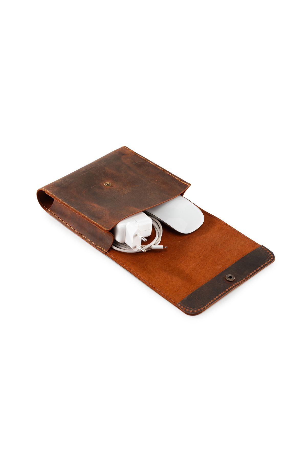 LWA Leather Deri El Yapımı MacBook & iPad Şarj Kılıfı | Laptop ve Tablet Aksesuarları için Kablo Çantası