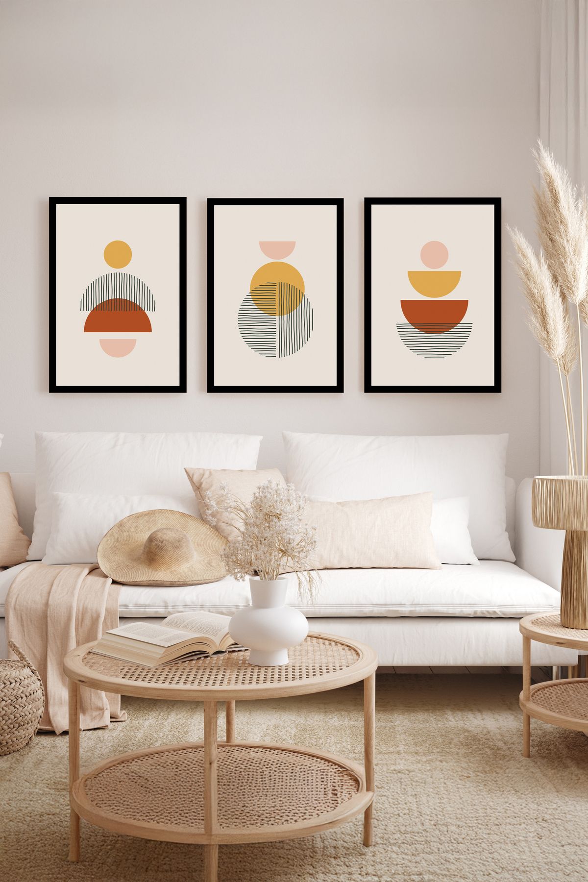 artflow 3 Parça Çerçeve Görünümlü Mdf Tablo Seti