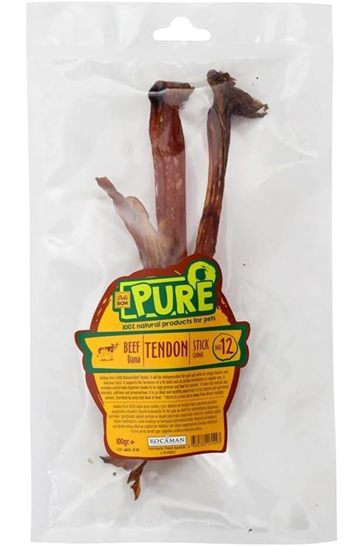 Orqinel Deli Bon Kurutulmuş Çubuk Dana Tendon Köpek Ödül Maması 100gr