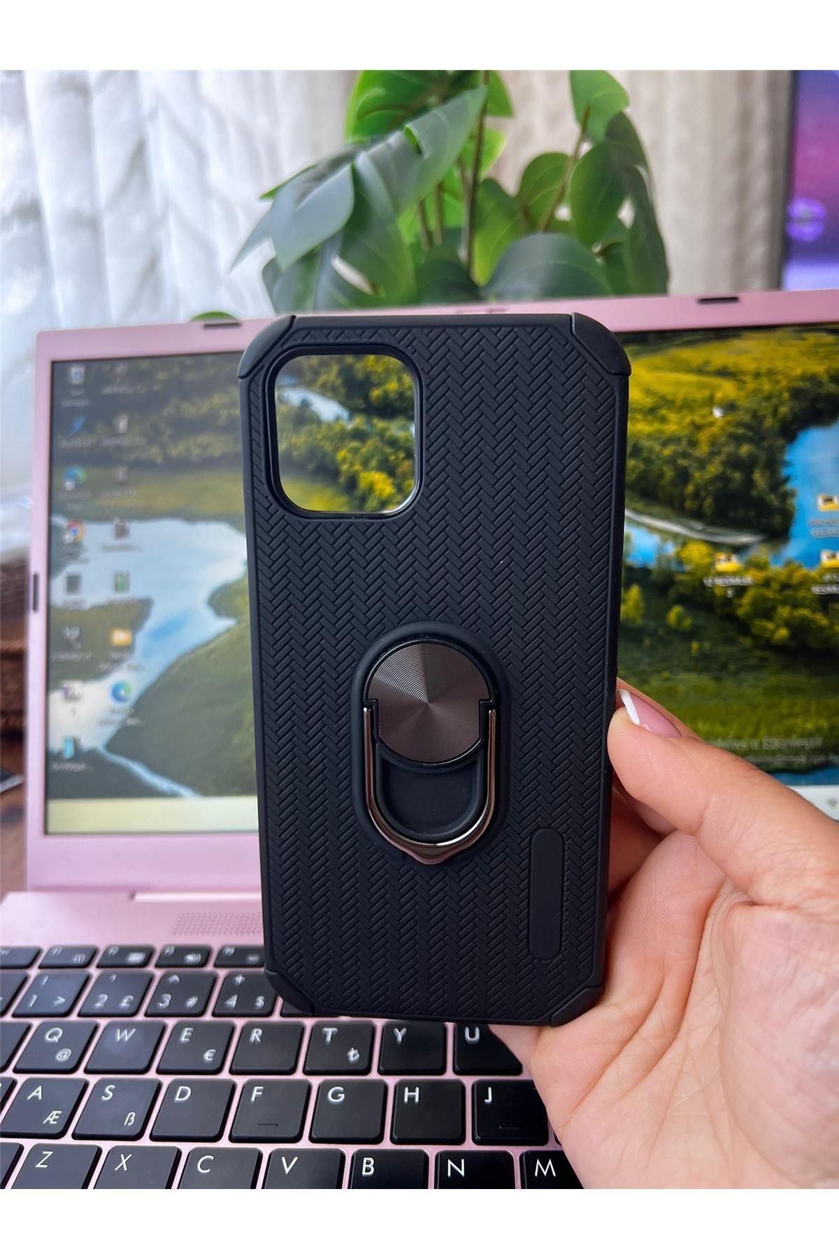 Amorix ARMORİX IPHONE 12/12 PRO UYUMLU YÜZÜKLÜ YÜKSEK KORUYUCULU KILIF