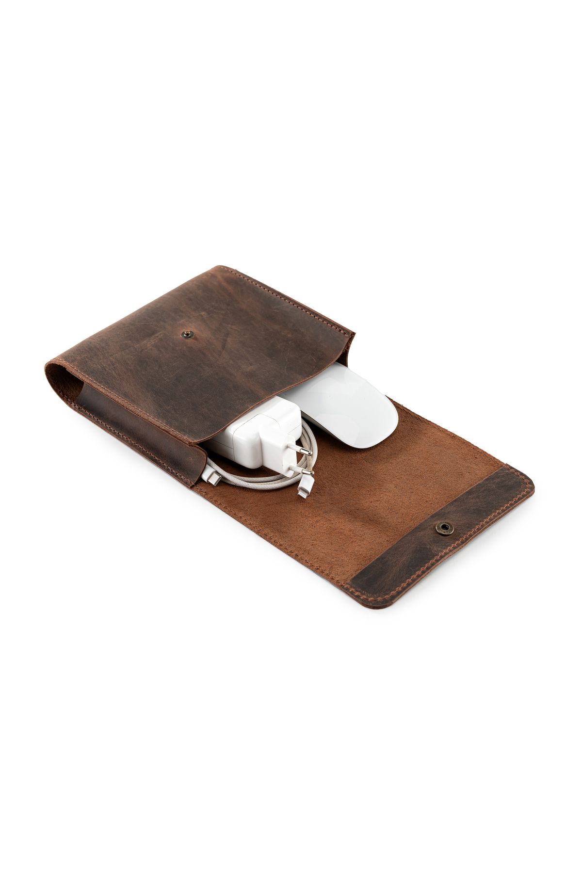 LWA Leather Deri El Yapımı MacBook & iPad Şarj Kılıfı | Laptop ve Tablet Aksesuarları için Kablo Çantası