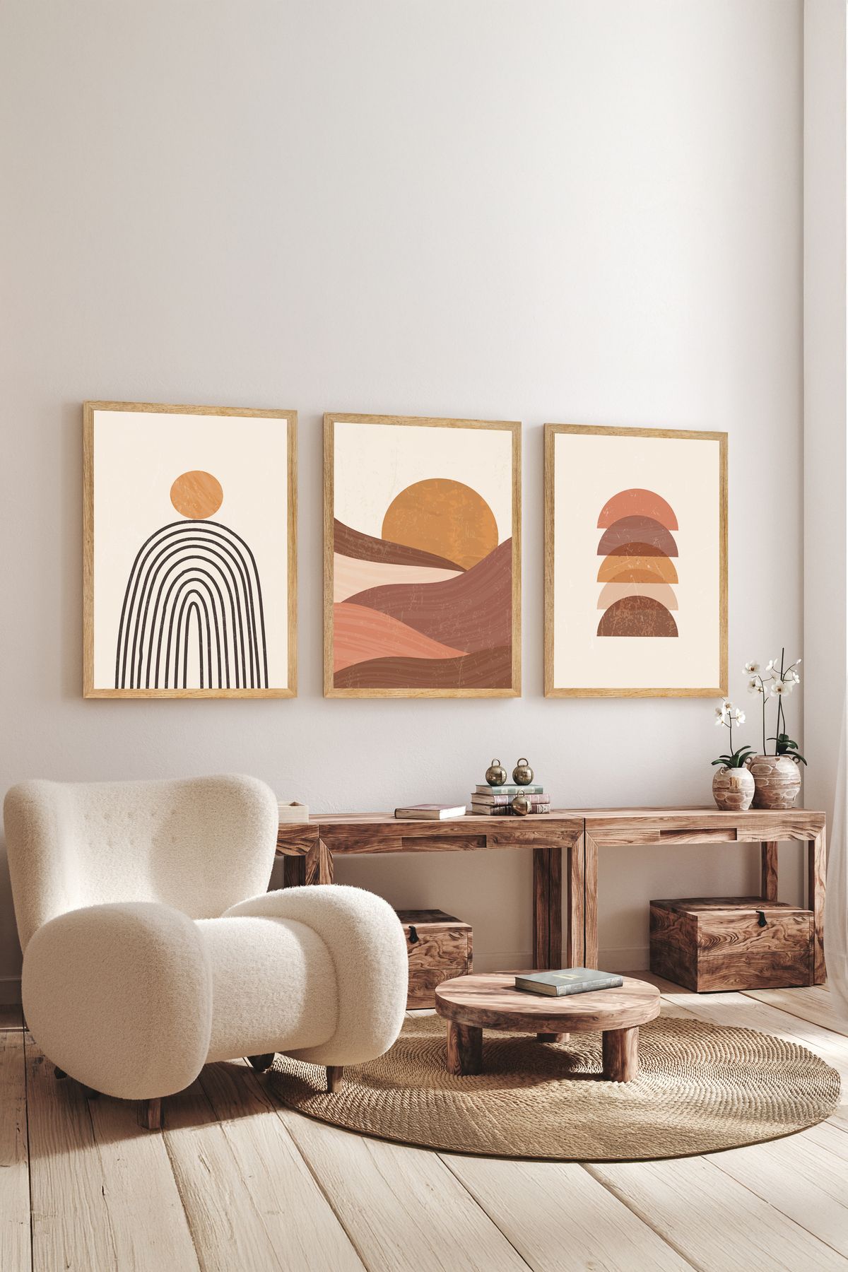 artflow 3 Parça Çerçeve Görünümlü Mdf Tablo Seti