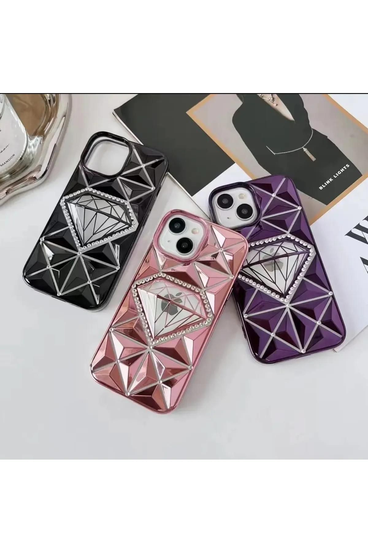 Amorix ARMORİX IPHONE 12/12 PRO UYUMLU TAŞLI ELMAS DESENLİ SİLİKON KILIF