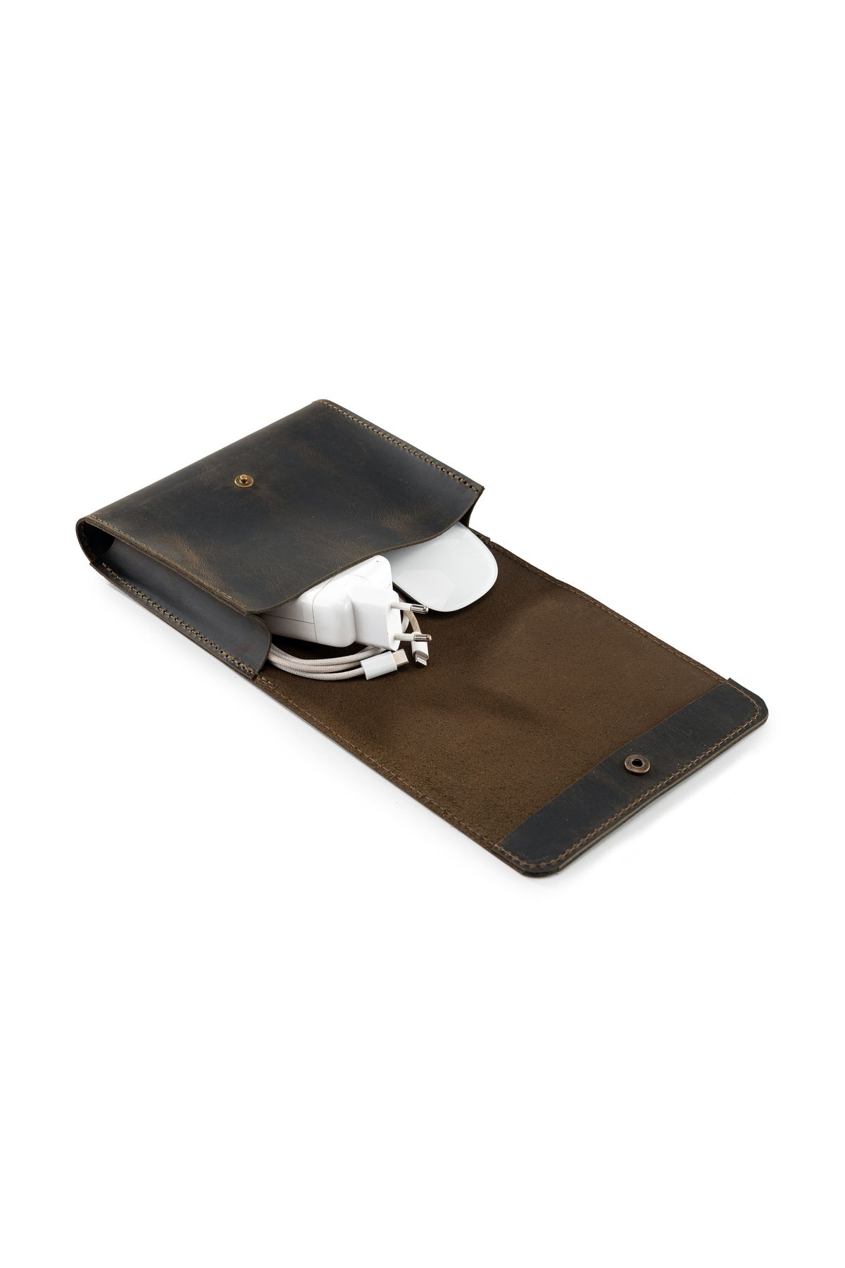 LWA Leather Deri El Yapımı MacBook & iPad Şarj Kılıfı | Laptop ve Tablet Aksesuarları için Kablo Çantası