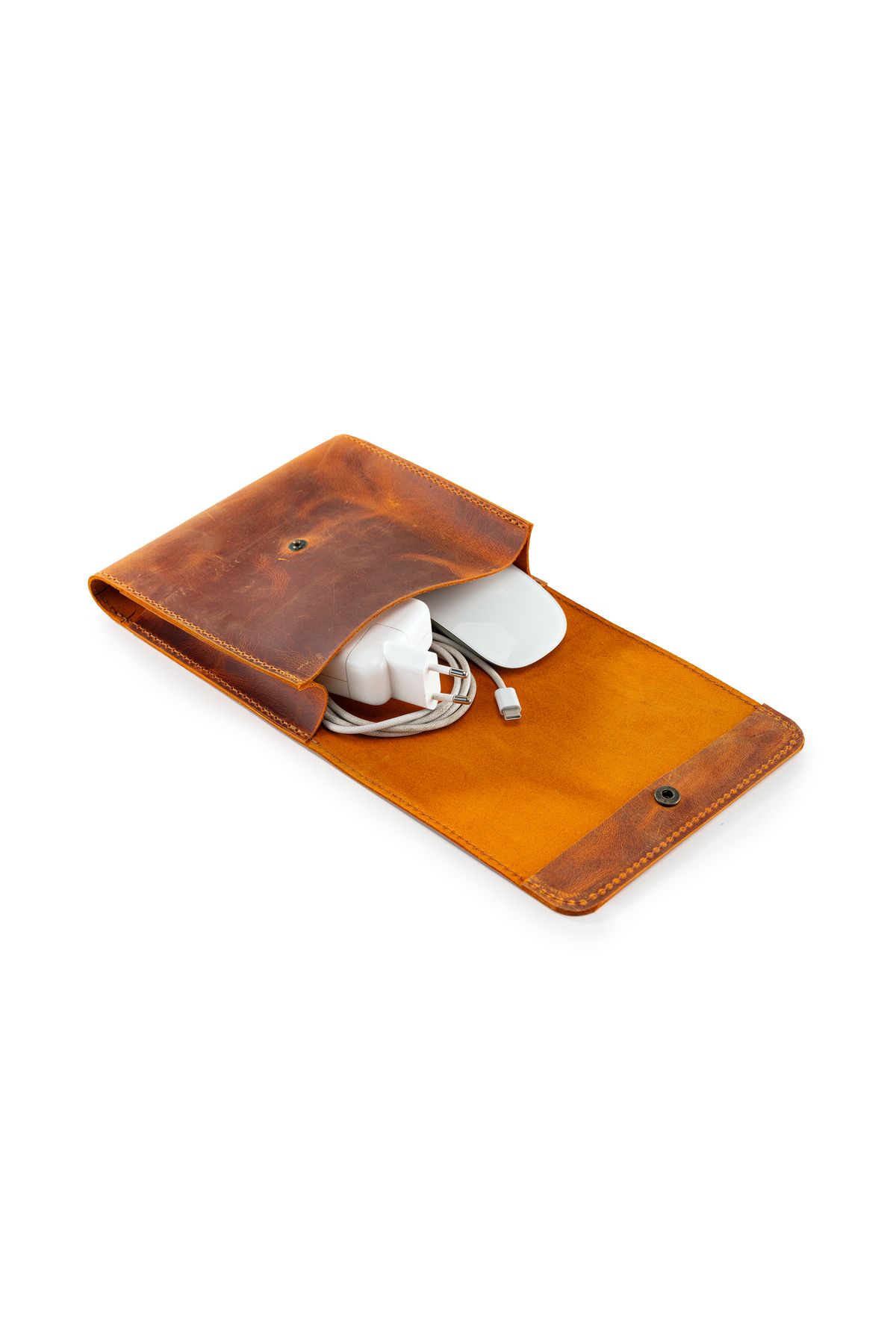 LWA Leather Deri El Yapımı MacBook & iPad Şarj Kılıfı | Laptop ve Tablet Aksesuarları için Kablo Çantası