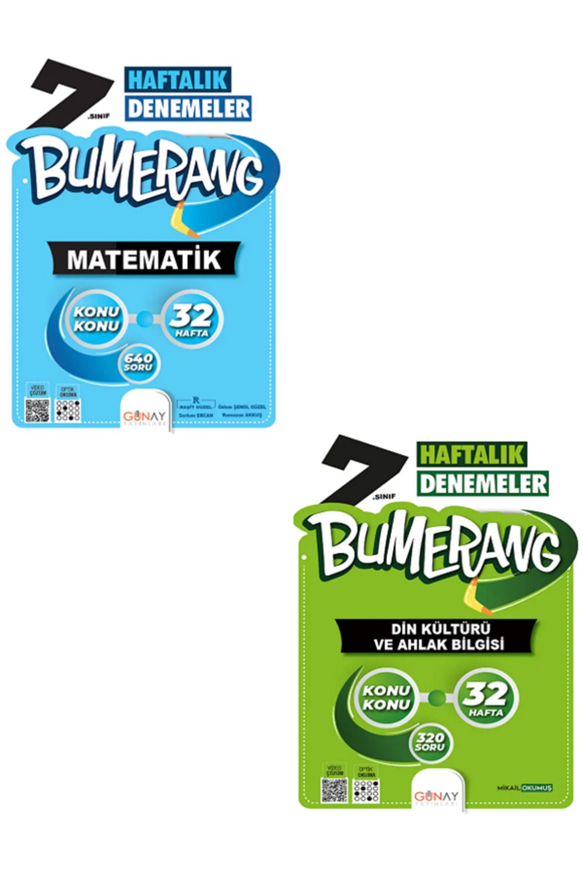 Efsane Yayınları 7.Sınıf Günay Bumerang Matematik + Din Kültürü 32 Haftalık Denemeler / Konu Konu / 2 KİTAP