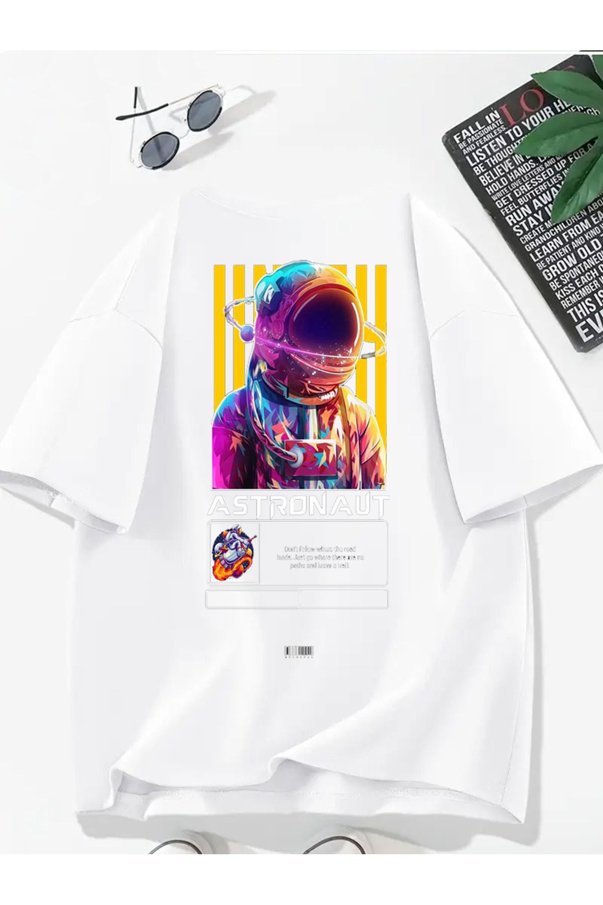 MODA Unisex Oversize Kalıp Astronaut Baskılı T-Shirt