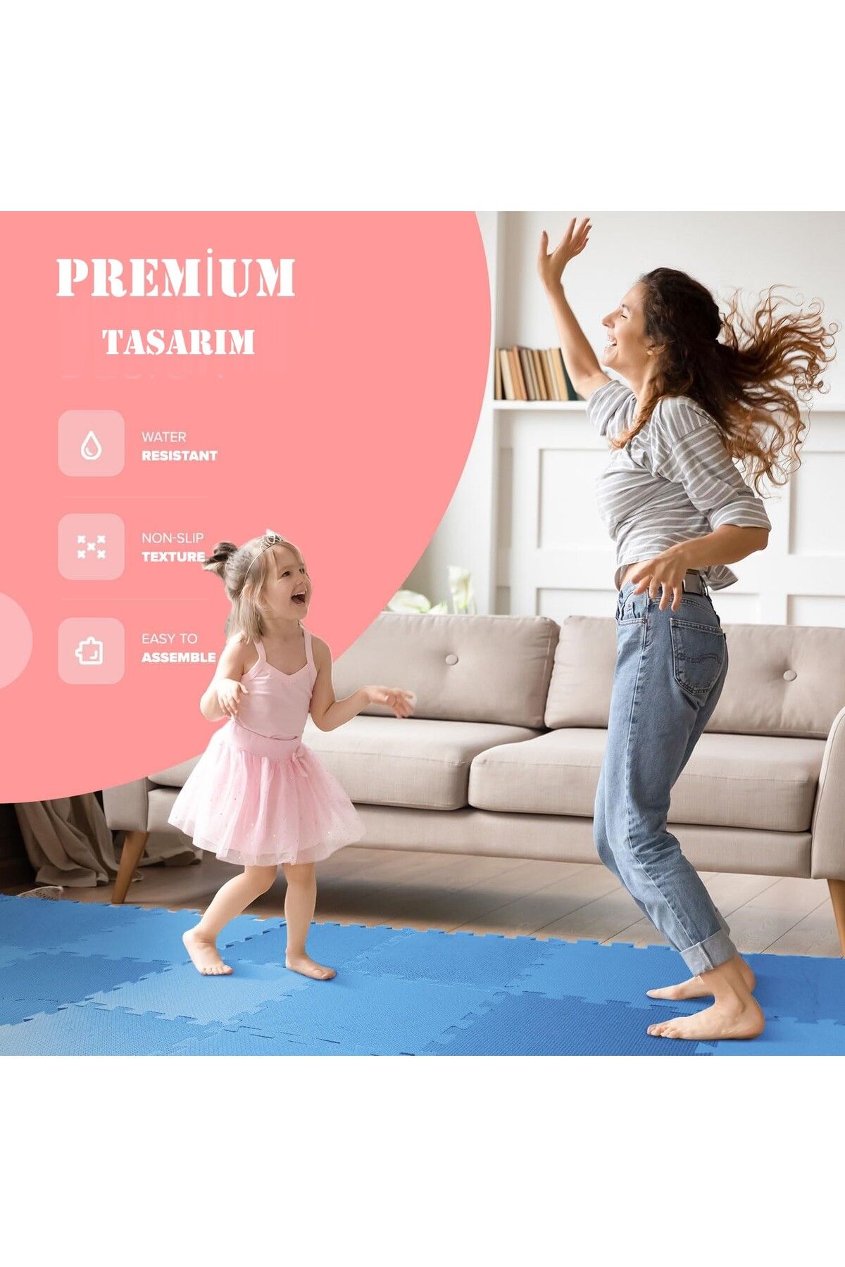 İnfant Hobby İnfant Hooby Premium Puzzle Oyun Matı Seti (9- 12 Parça) - Mavi