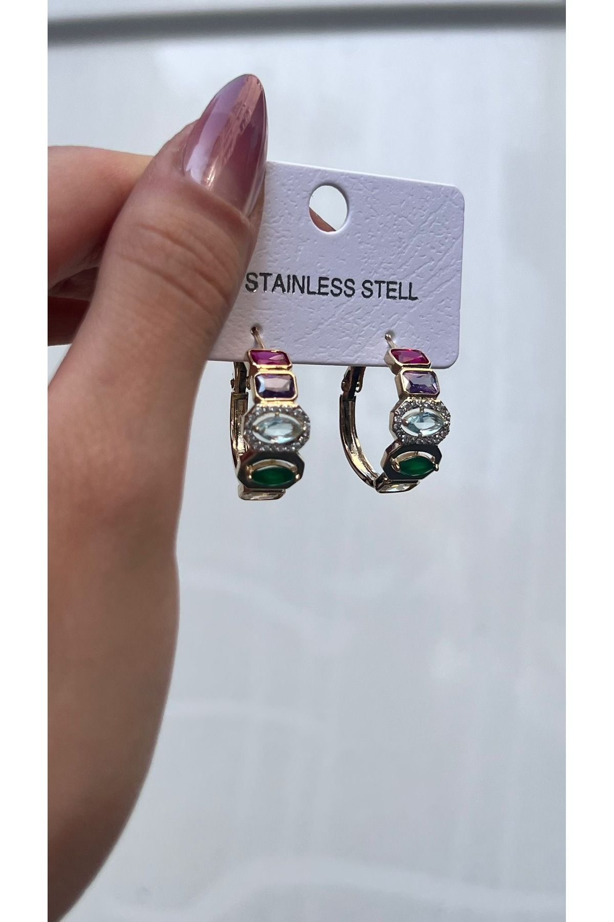 shop Renkli Taşlı Küpe