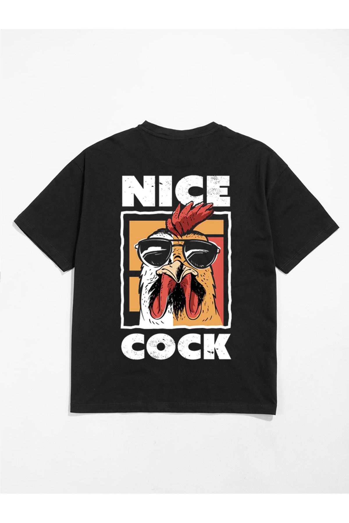 MODA Unisex Oversize Kalıp Nice Cock Baskılı T-Shirt