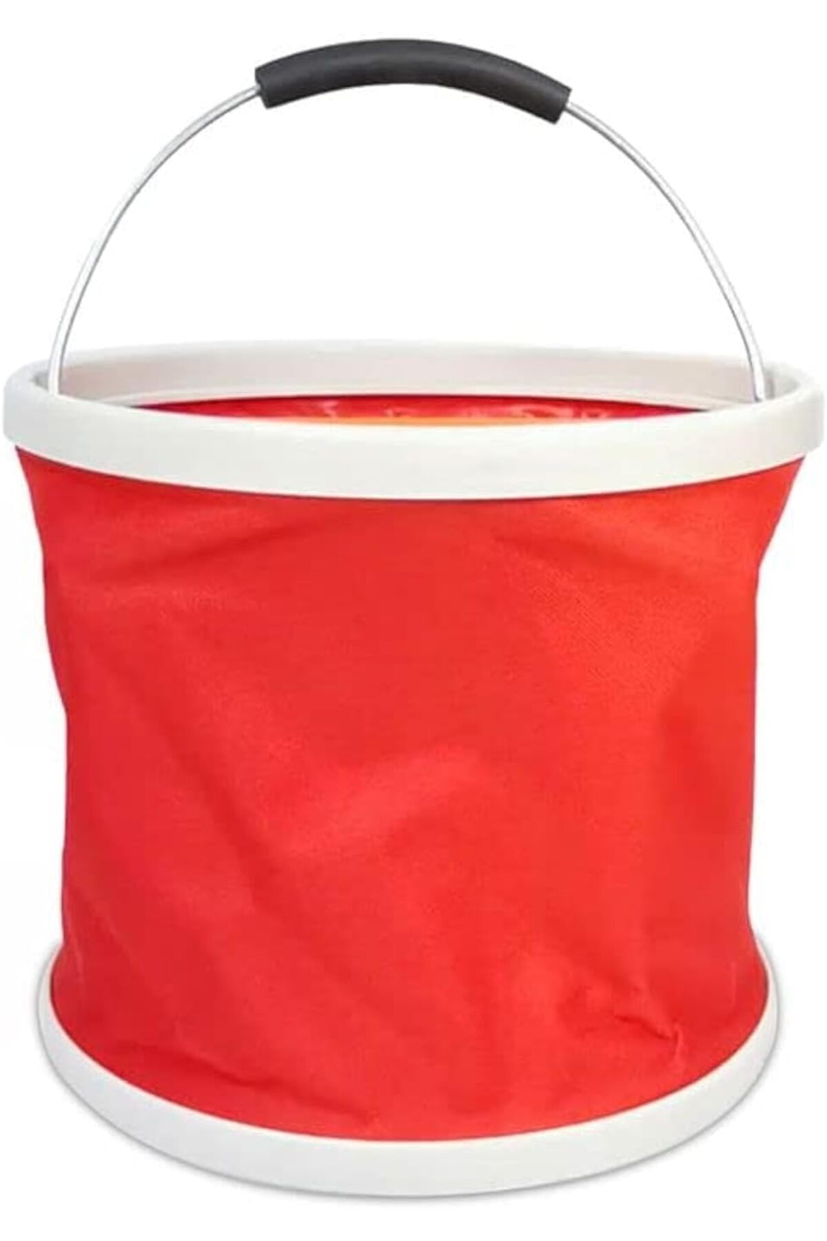 دلو ماء قابل للطي والحمل، سعة 9-11 لترًا، أحمر - مناسب للسفر والتخييم والبستنة وغسيل السيارات
