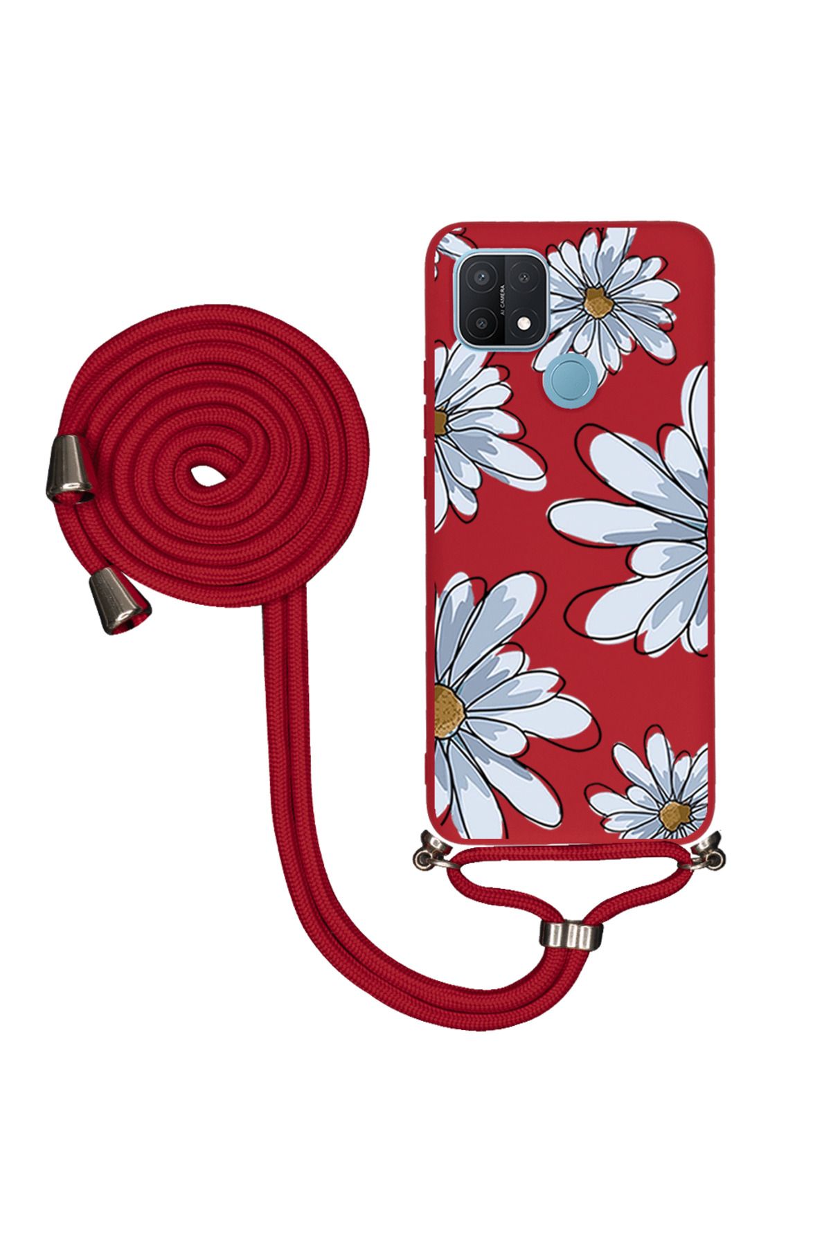 Royaleks Oppo A15s İpli Lansman Kılıf - Papatya