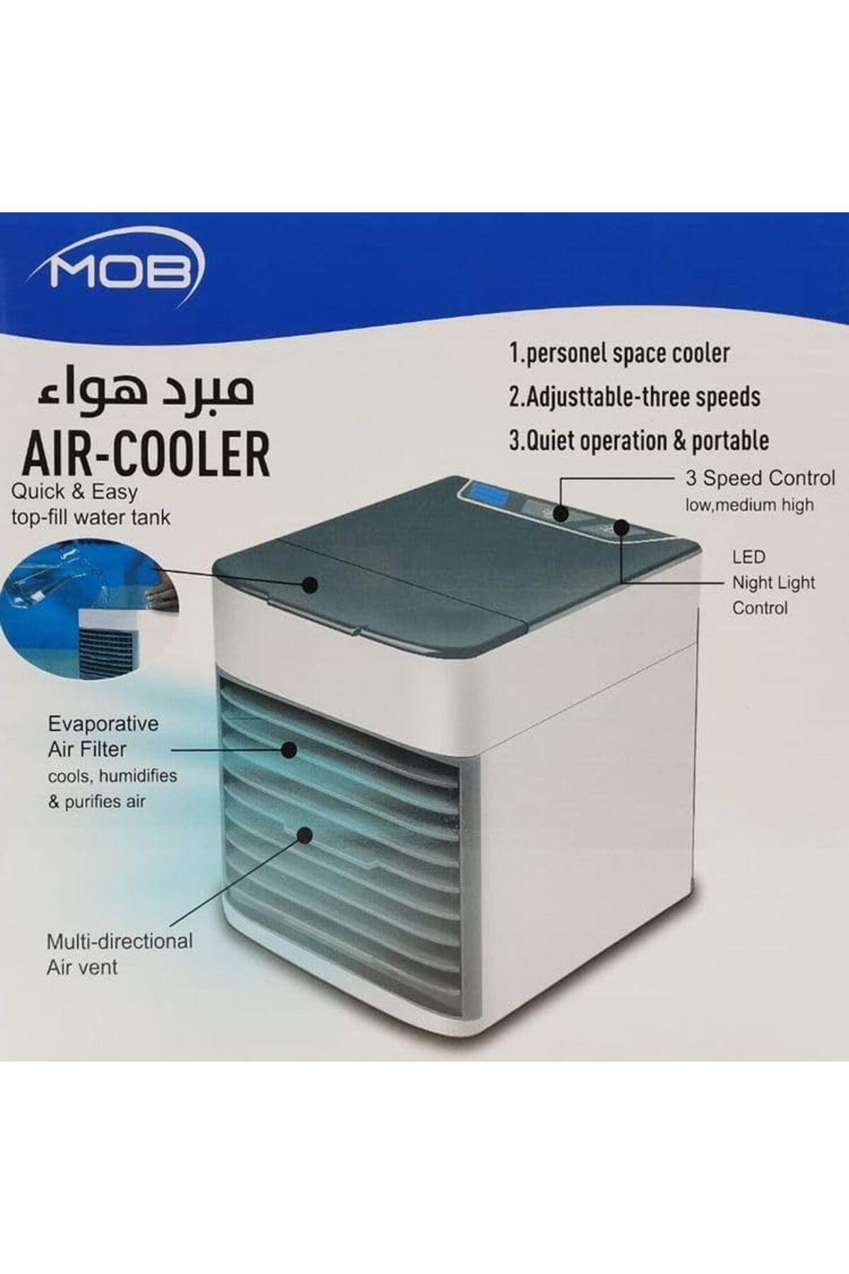Mob-USB Mini Portable Air Cooler – Water Cooling Fan, Mini AC, Personal Air Conditioner for Home/Office 7