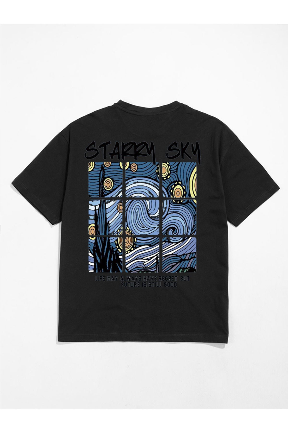 MODA Unisex Oversize Kalıp Starry Sky Baskılı T-Shirt