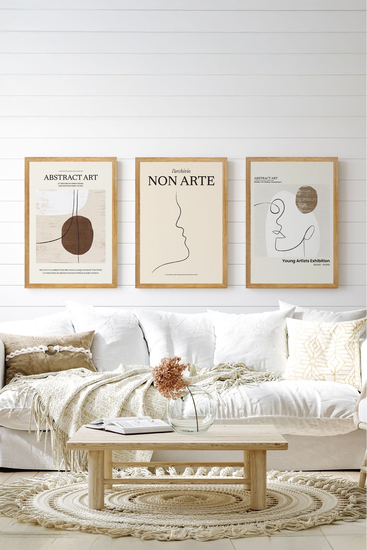 artflow 3 Parça Çerçeve Görünümlü Mdf Tablo Seti