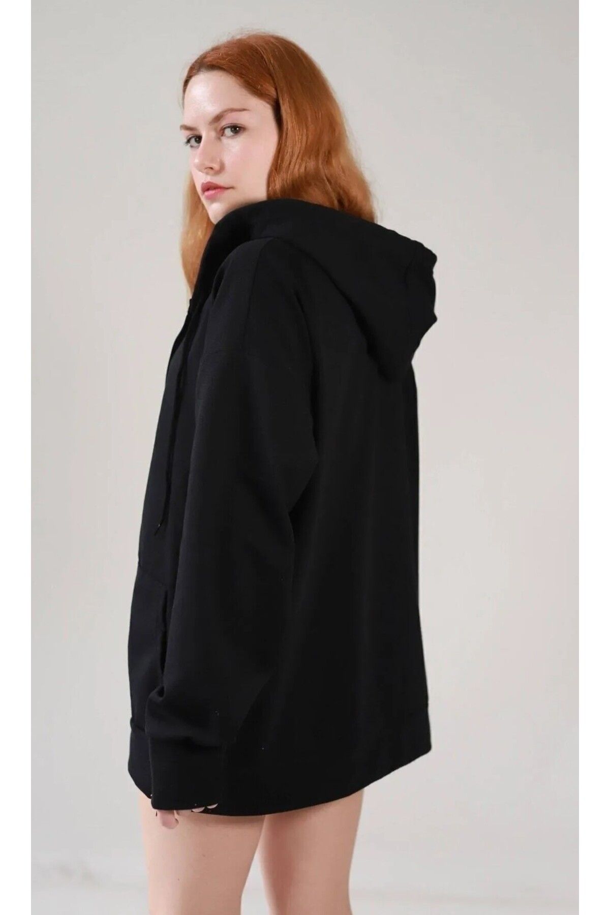 Syndra Siyah Iki Iplik Basic Oversize Hırka