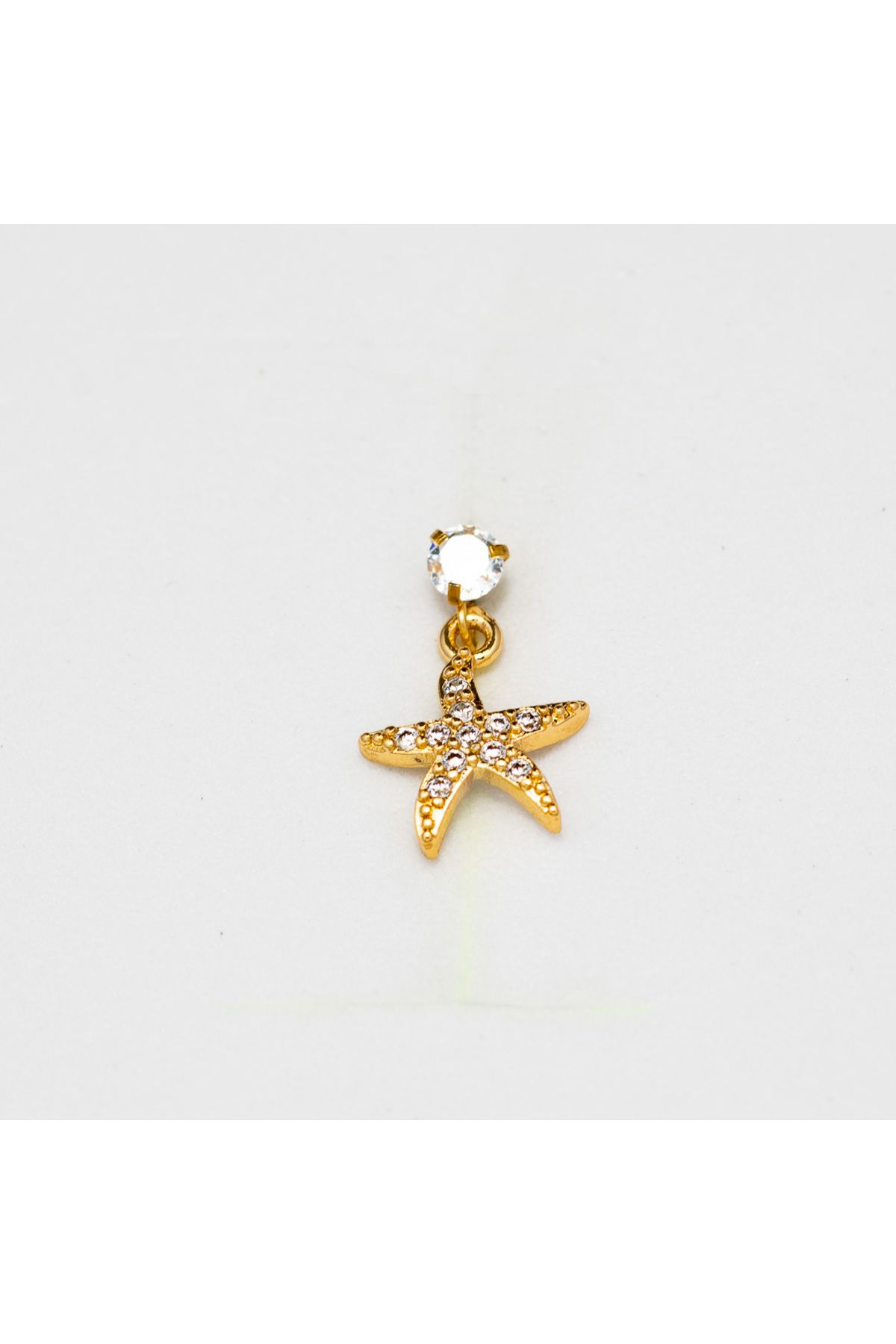 Piercing by Sever SALLANTILI DENİZ YILDIZI ÇELİK PIERCING. ALTIN/GOLD RENKLİ ve ŞEFFAF TAŞLI (TARGUS HELIX CONCH FLAT)