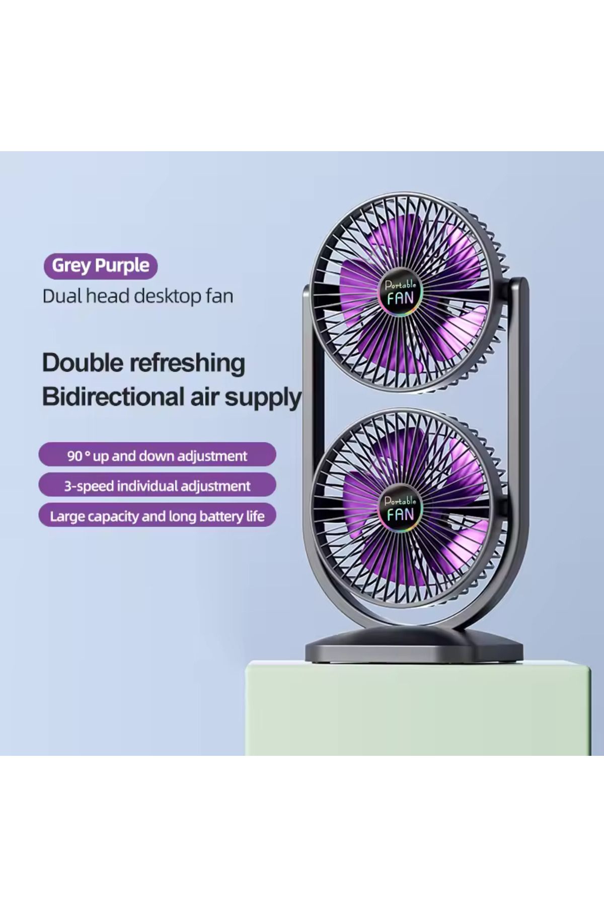 Aırstorr 2'si1 Arada Çift Başlı Fan İç ve Dış Mekan için İdeal Ayrı Yukarı Aşağı Kontrol, Çift Yönlü Soğutma