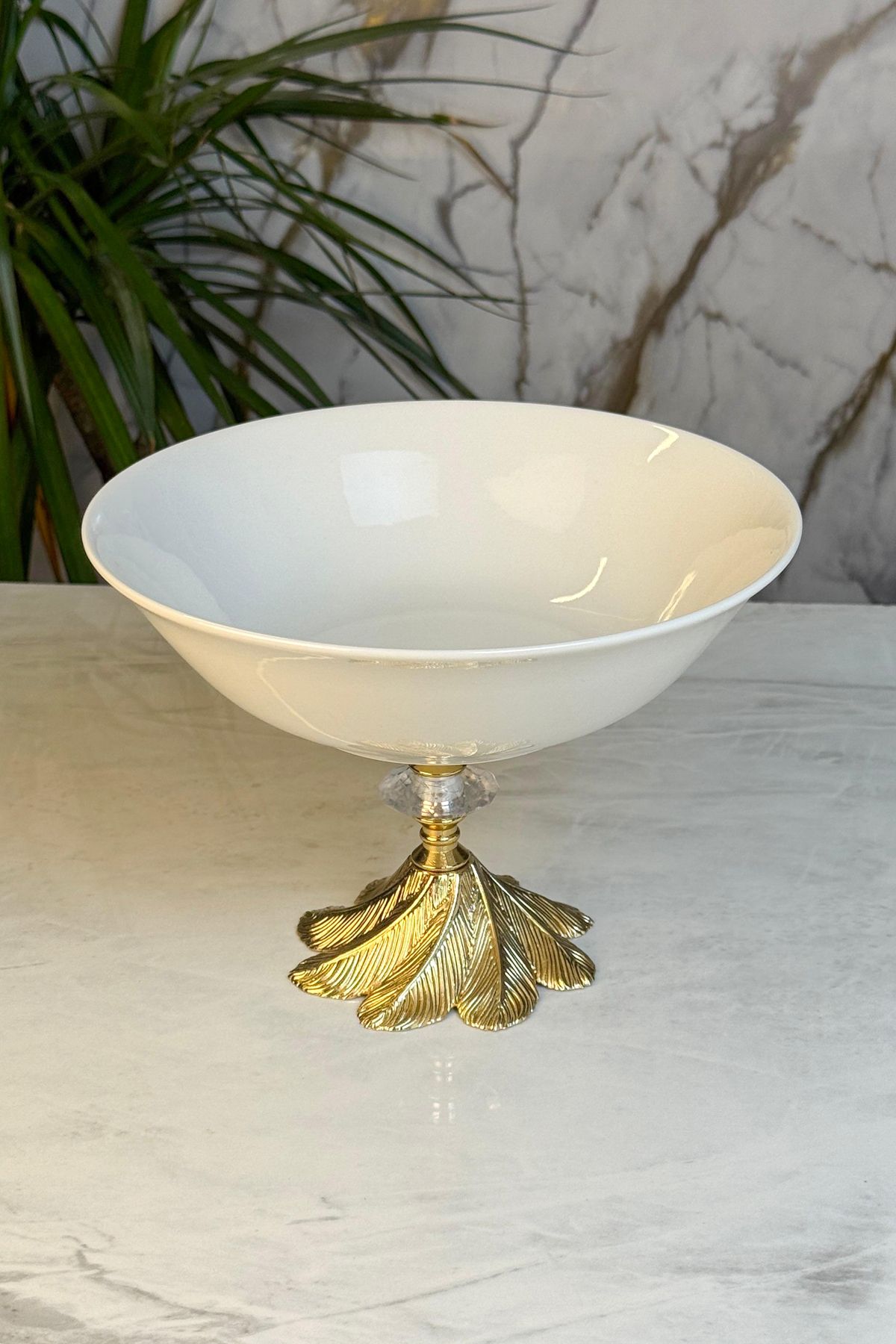 MAY HOME Metal Ayaklı Porselen Kase & Salata Meyve Meze Sunumluğu
