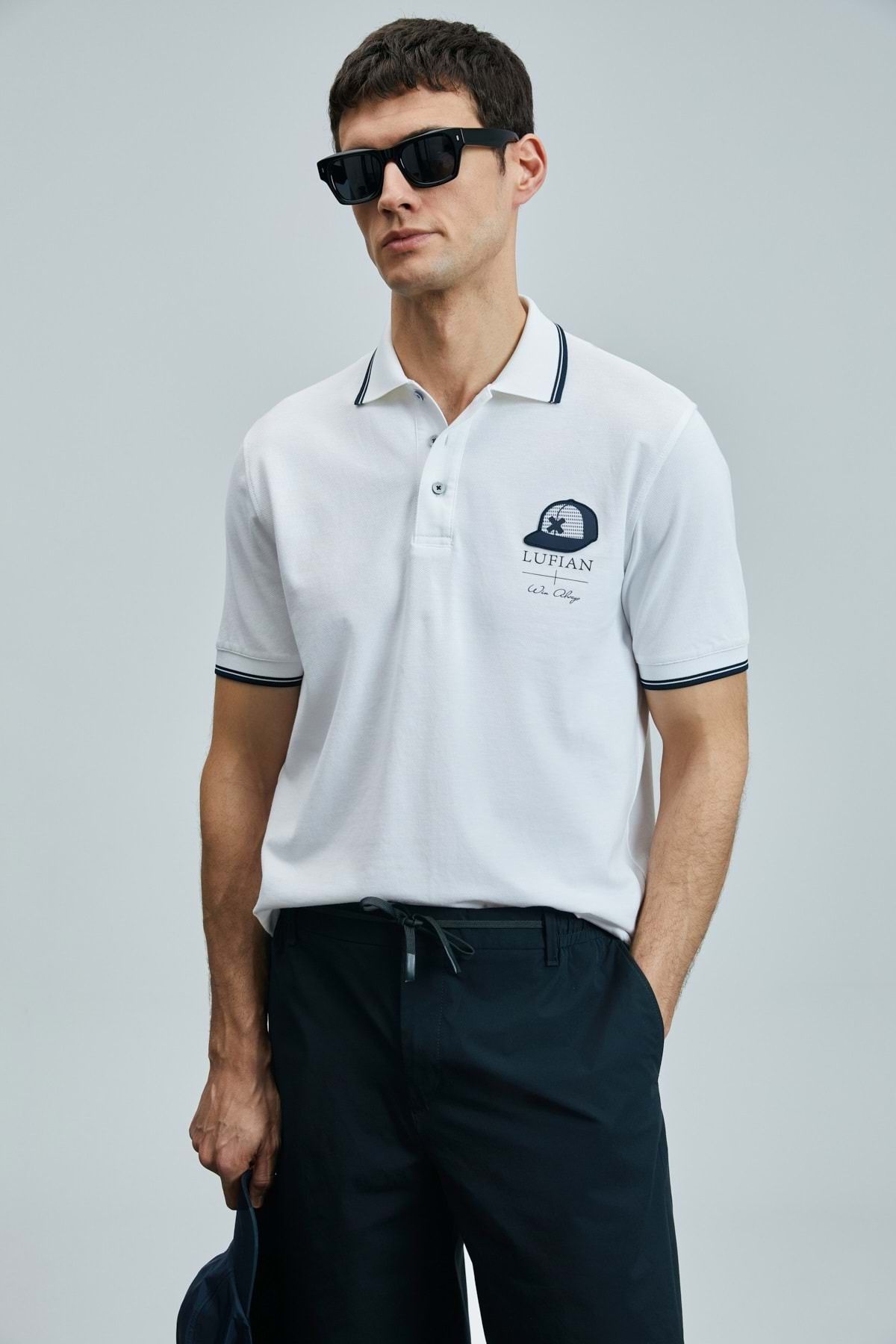 Kocamanlar Ayakkabı Lufian 111040223 Sandor Smart Polo Yaka Tişort Erkek T-Shirt BEYAZ