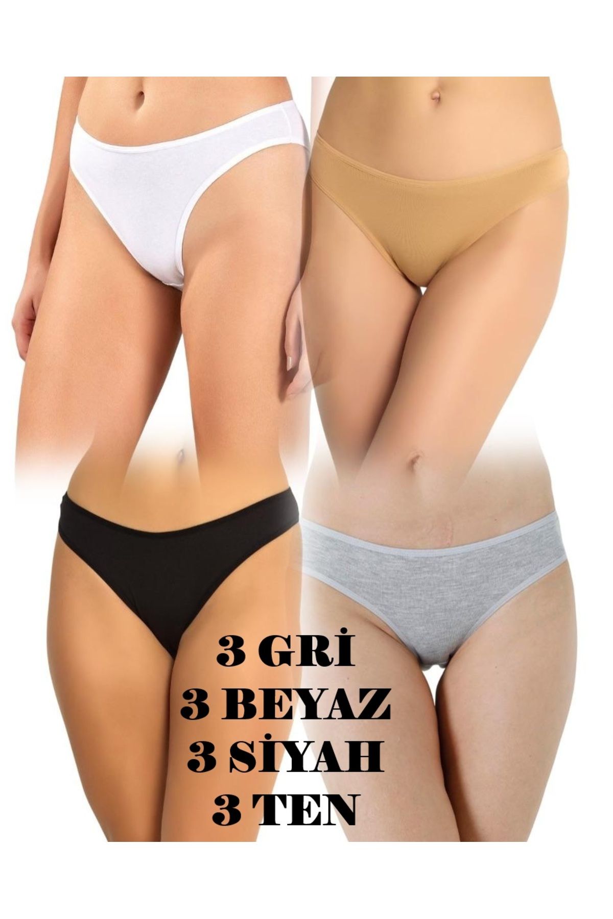 Özten 12'Li Asorti Paket Likralı Kadın Bikini Külot OZT12203