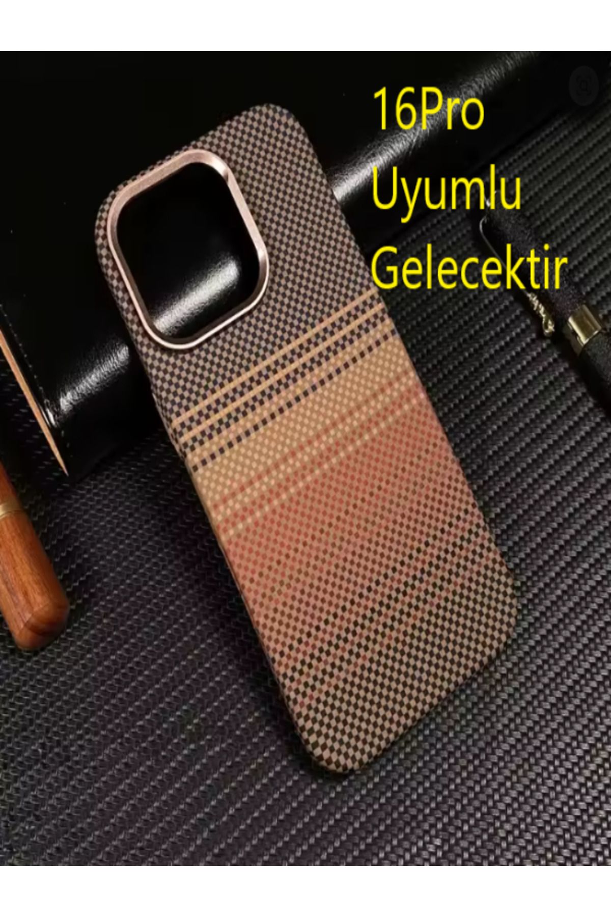 Kılıforyum iPhone 16Pro Karbon Kılıf Kamera Koruma Metal Çerçeveli Mıknatıslı Magsafe Destekli