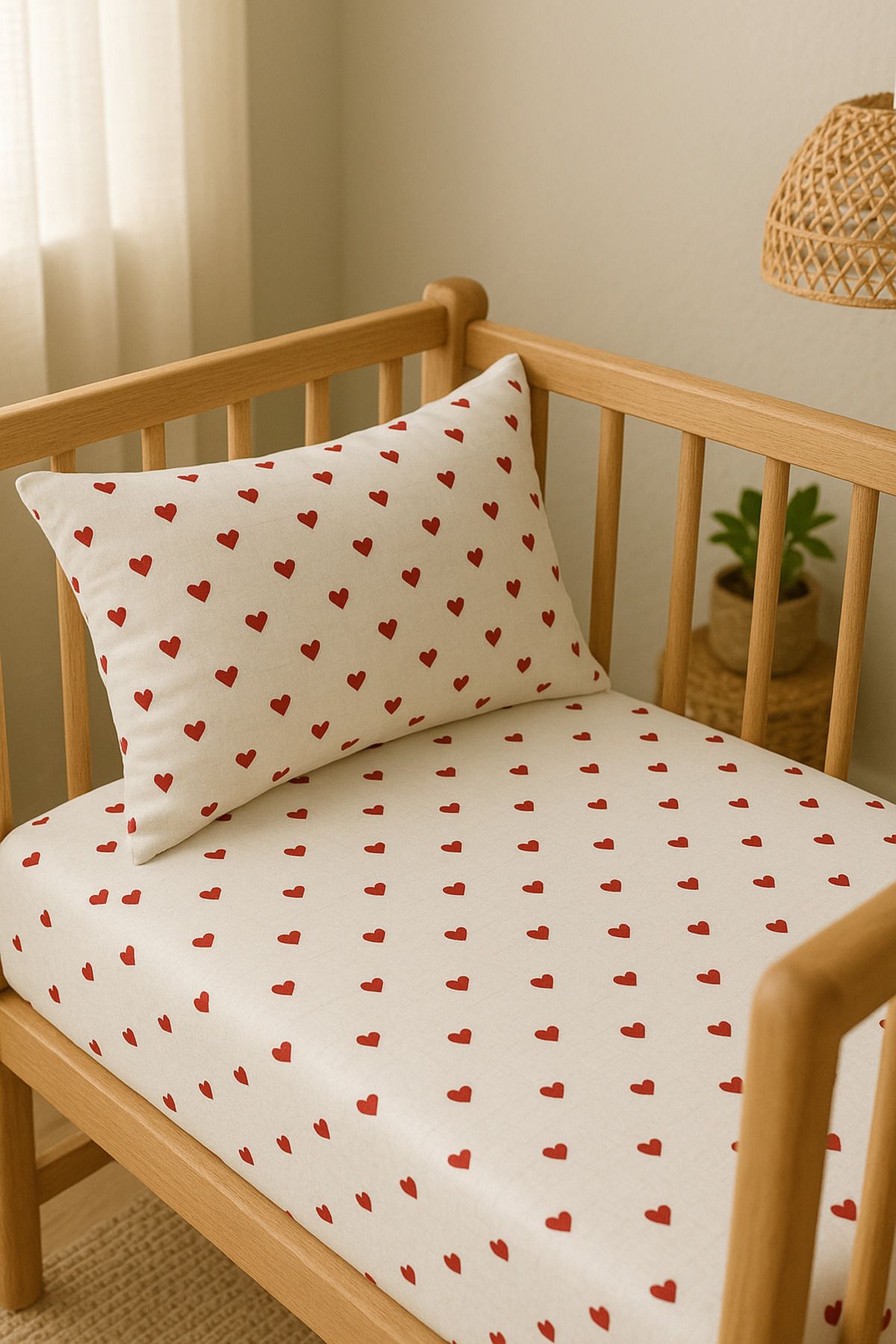 feyshadesign Kalp Desenli Bebek Çarşafı