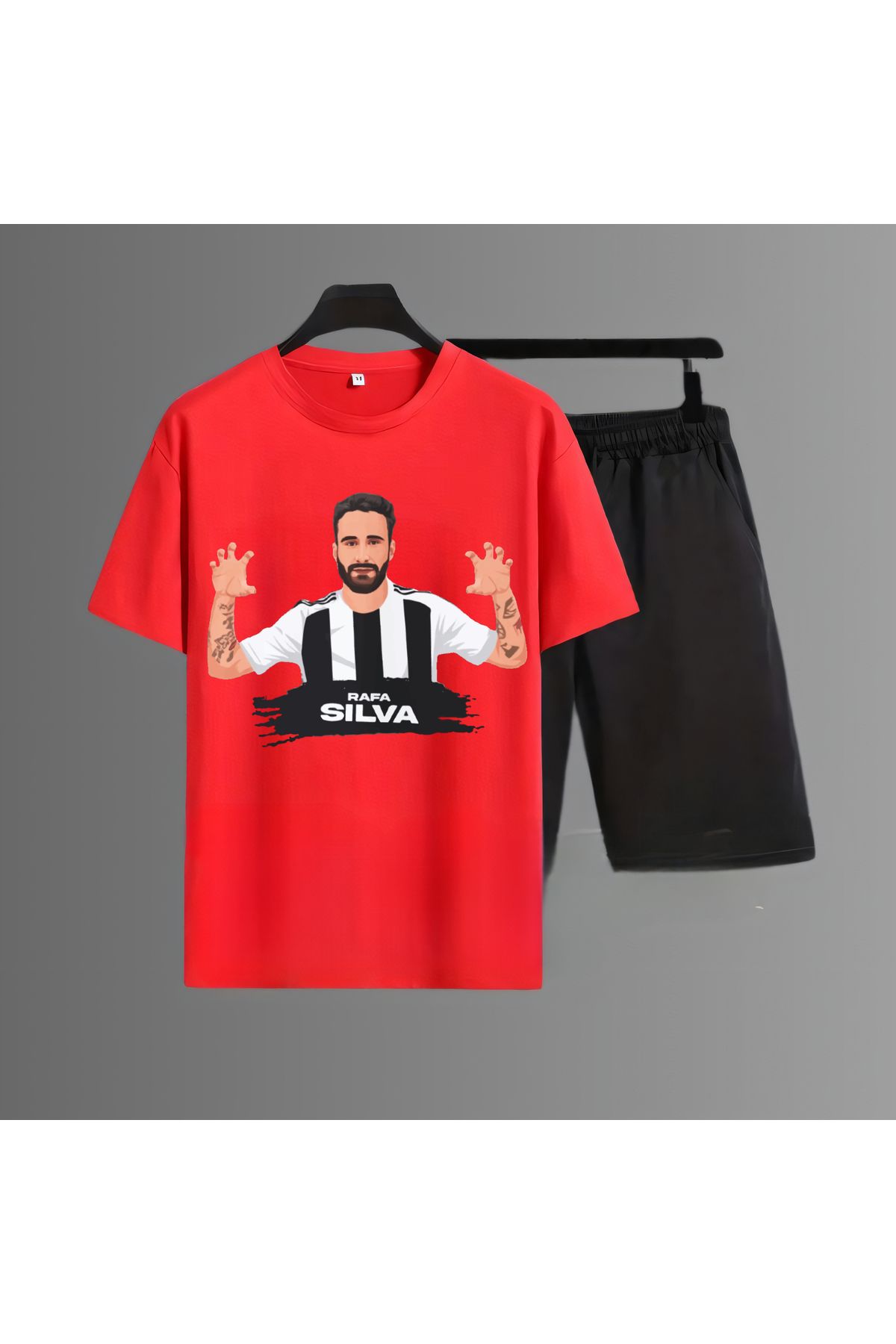 Biy Store Rafa Silva kartal sevinci forma baskılı unisex kadın erkek kısa kollu tişört t-shirt şort takımı