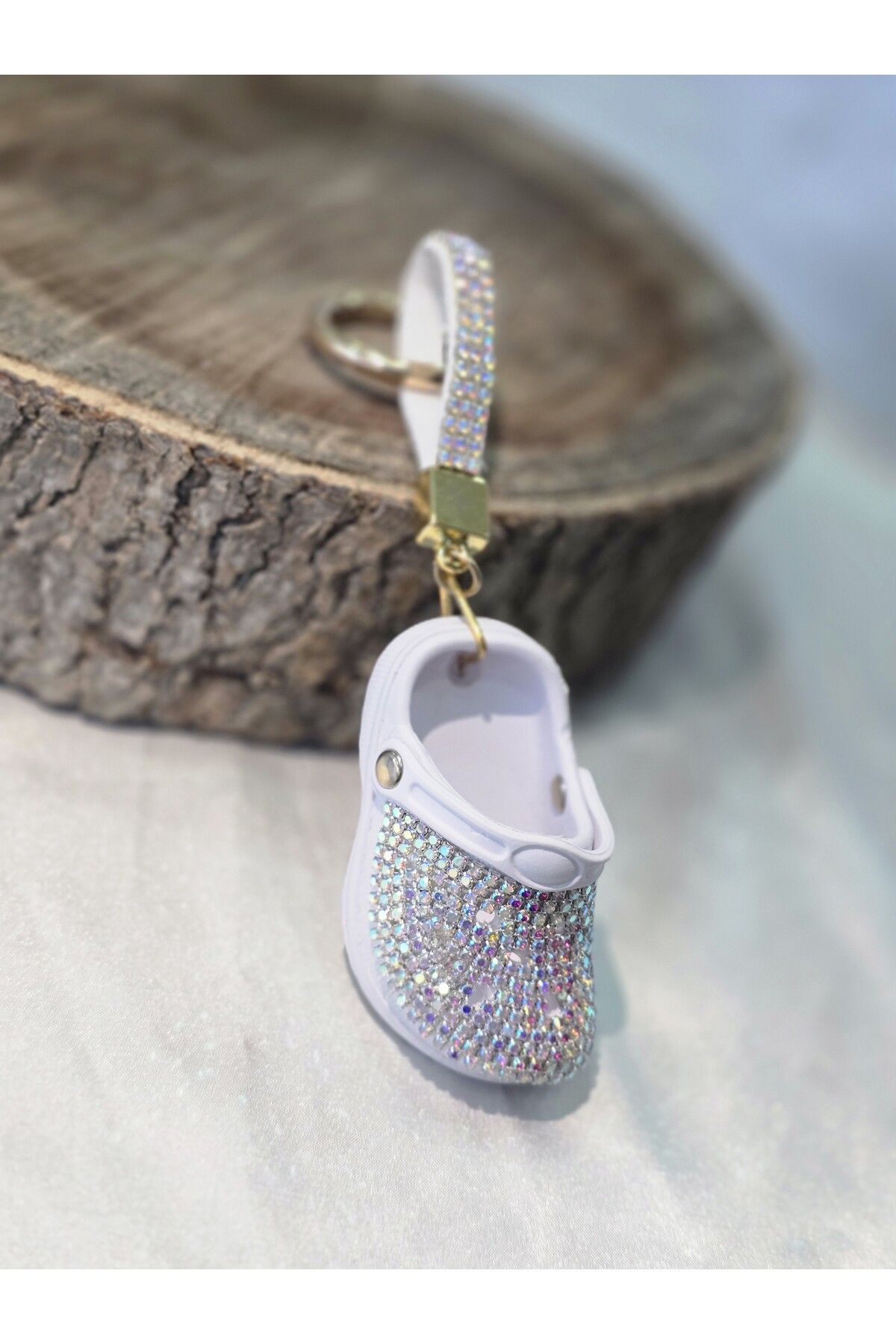 Butik Kadın Terlik Model Beyaz Anahtarlık