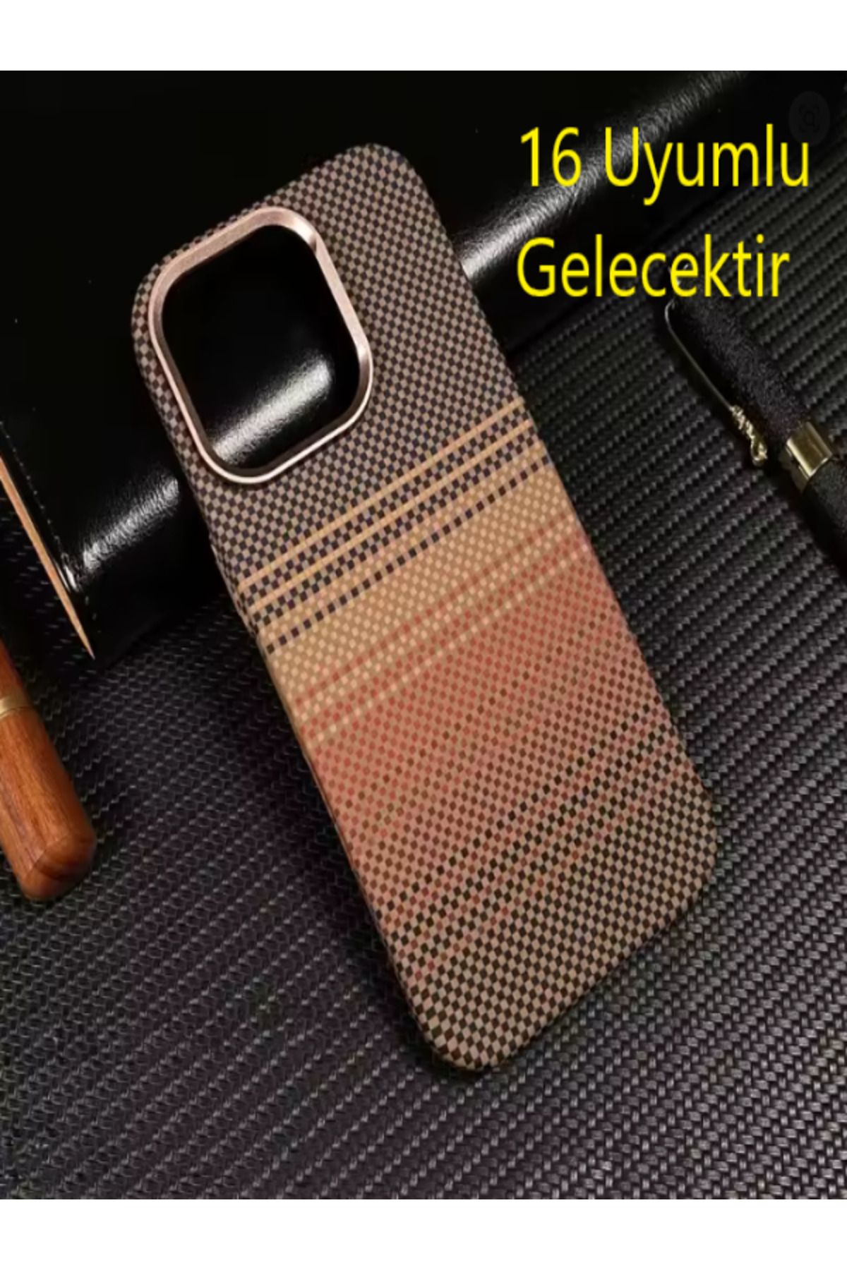 Kılıforyum iPhone 16 Karbon Kılıf Kamera Koruma Metal Çerçeveli Mıknatıslı Magsafe Destekli