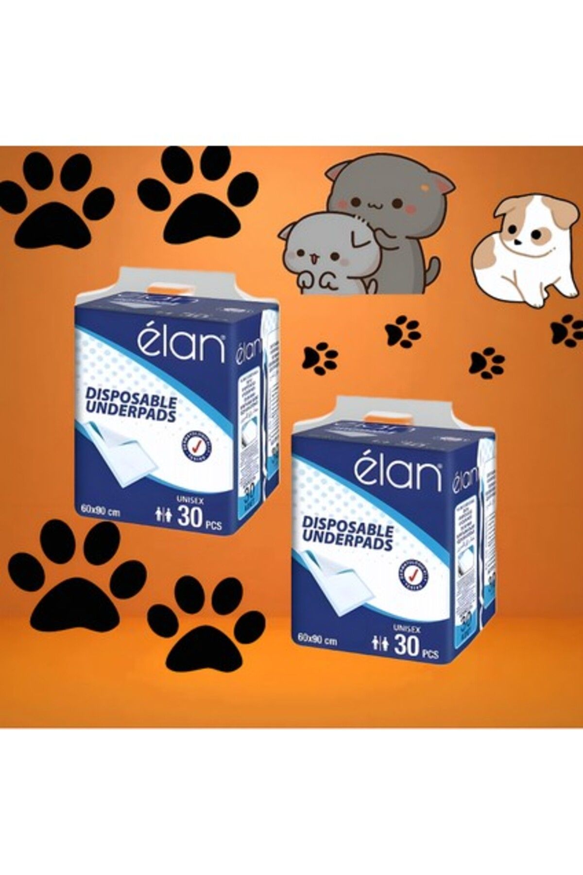 ELAN Kedi & Köpek Çiş Ped 60 x 90 cm 30'lu 2 Paket