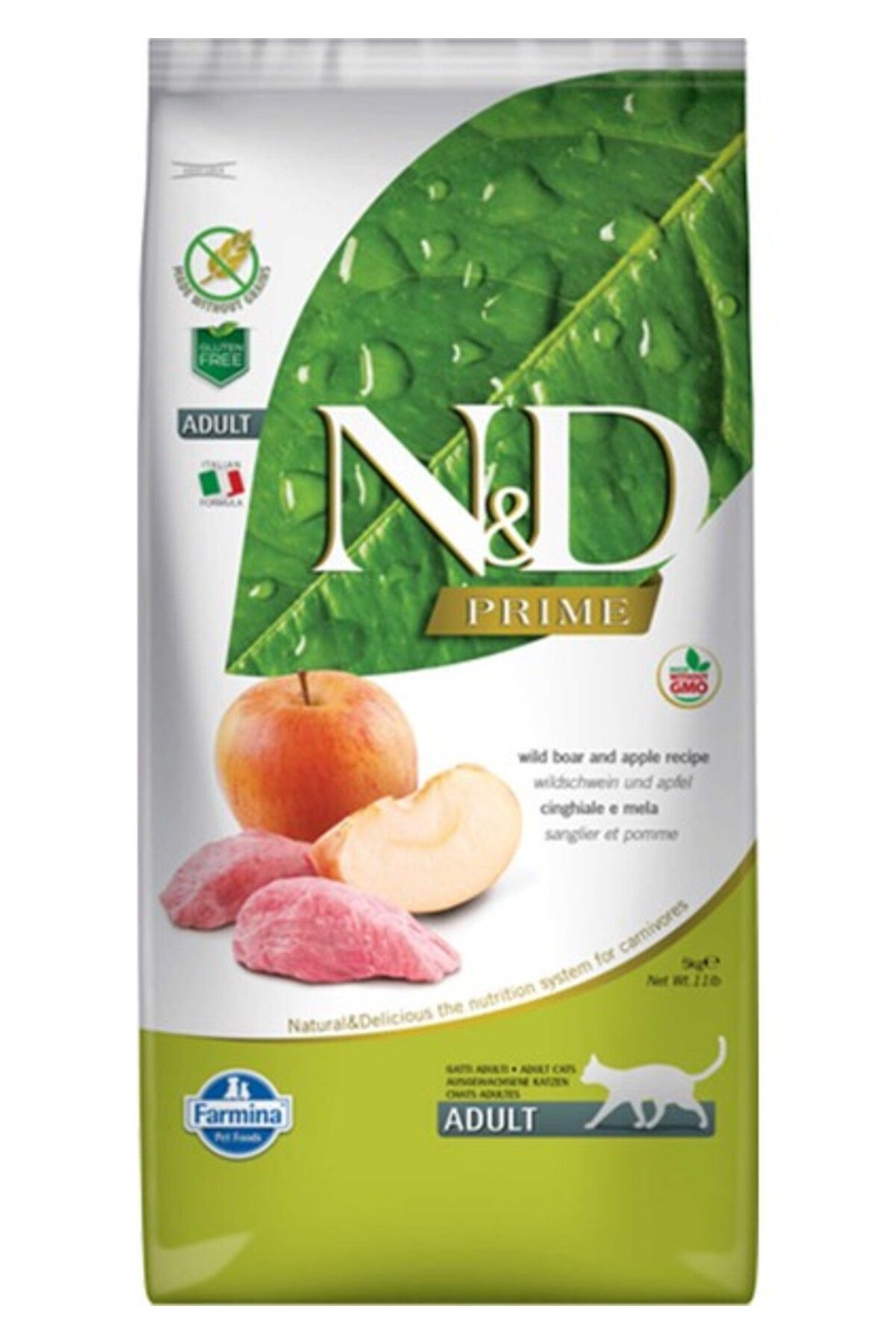 N&D Nd Tahılsız Yaban Domuzu Etli ve Elmalı Yetişkin Kedi Maması 5 Kg