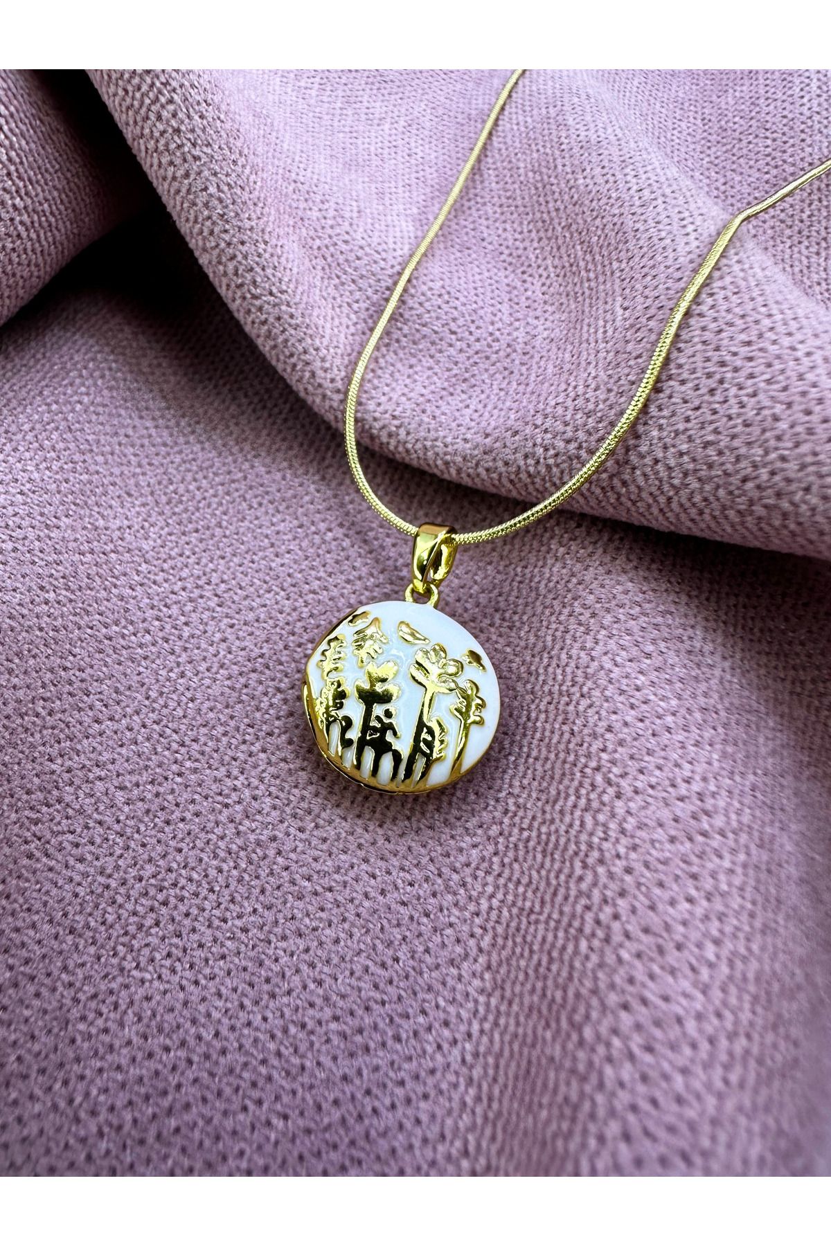 AYZENA Vintage Model Gold Paslanmaz Çelik Kolye