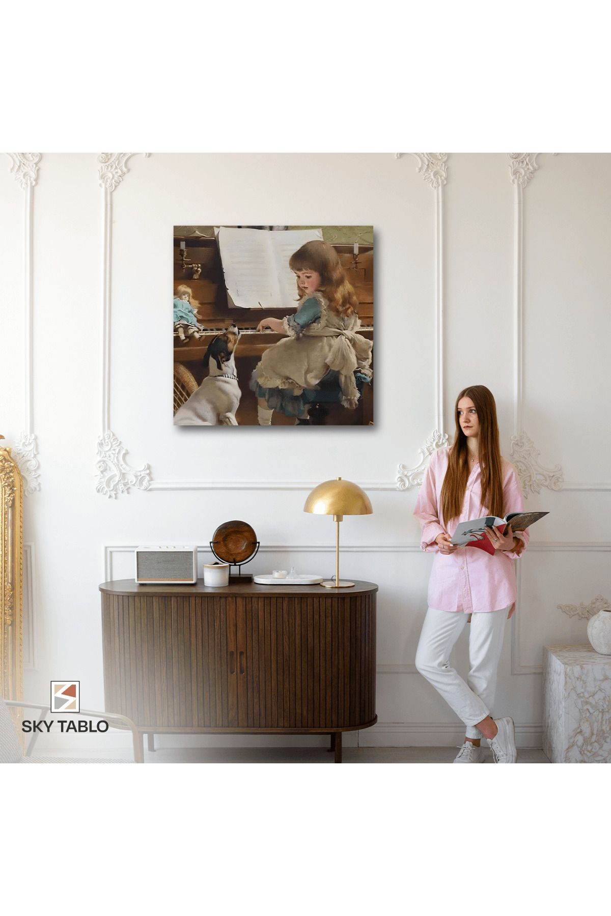 Home Piyanonun Sessiz Dinleyicisi Kanvas Tablo