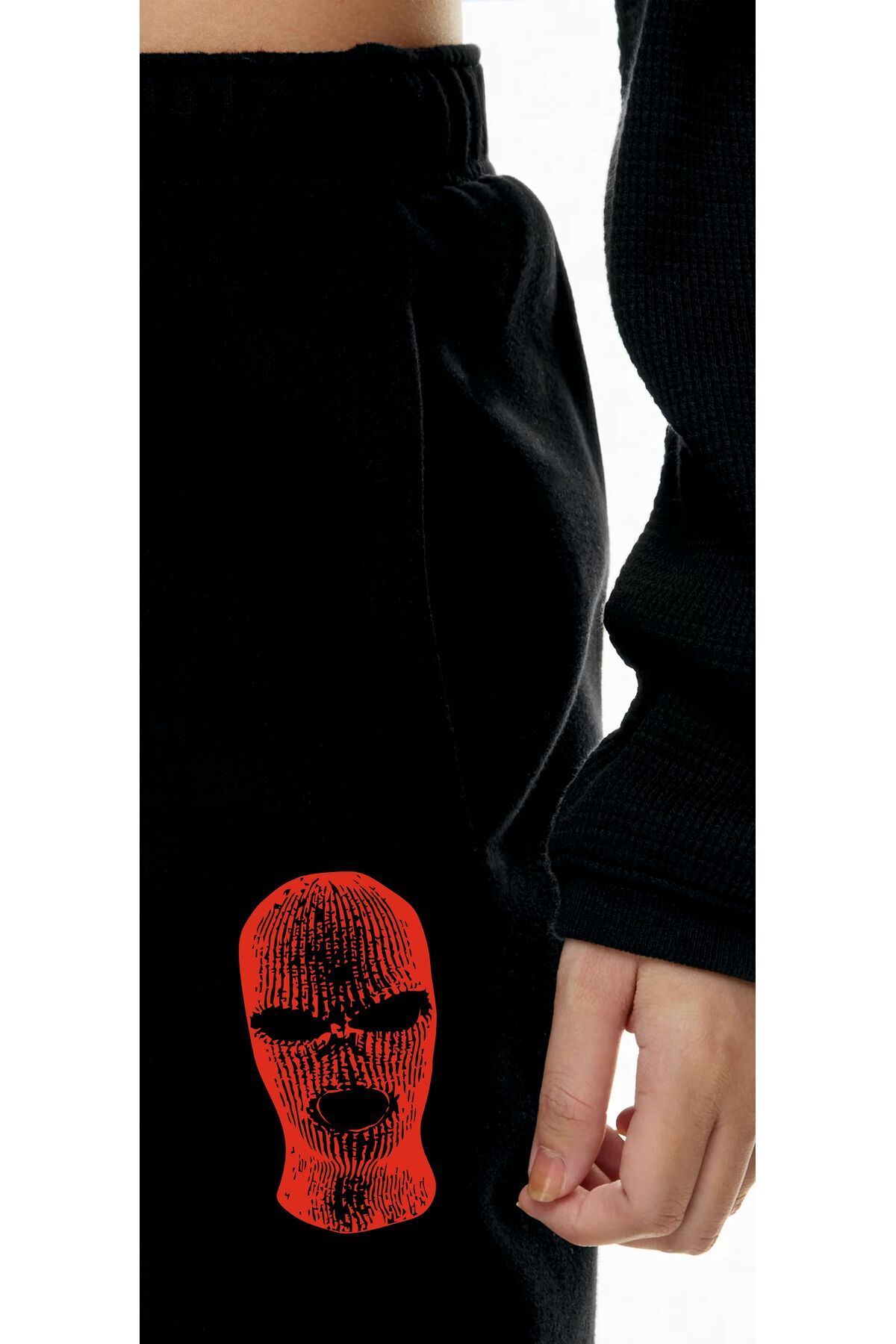 HOFFNUNG Jogger Maske Kırmızı 2ıplik Örme Kumaş Lastikli Şardonlu Eşofman Altıunisex