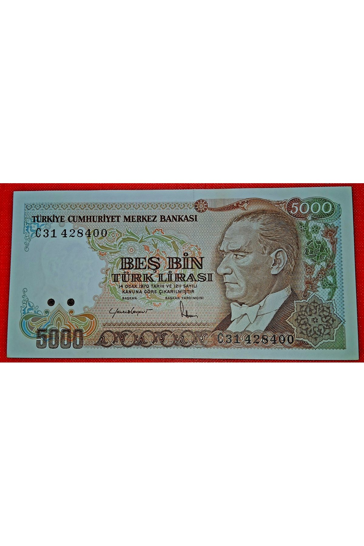 DÜZGÜN TİCARET 7.EMİSYON 5.000 LİRA KAĞIT PARA MEVLANA ÇİL / 76