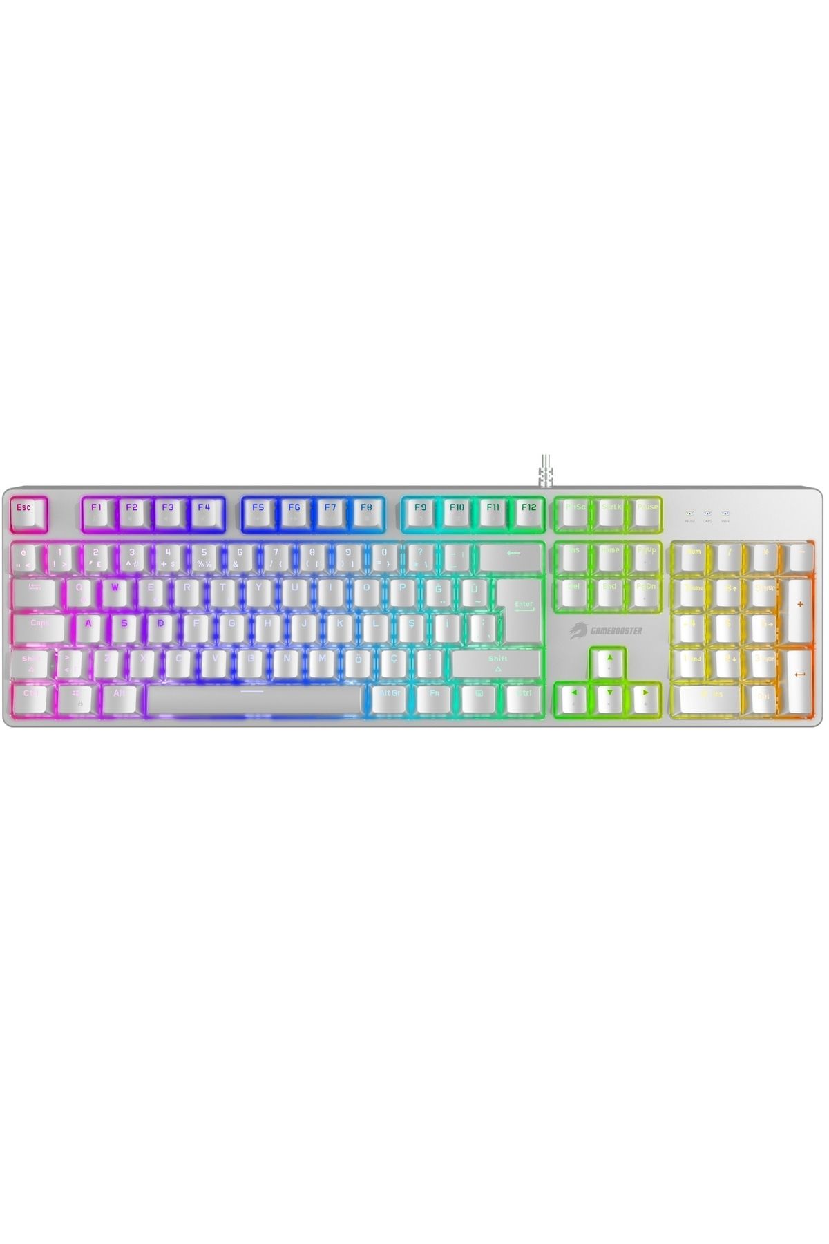 GAMEBOOSTER G24W Enigma Rainbow Aydınlatmalı Red Switch Mekanik Beyaz Oyun Klavyesi