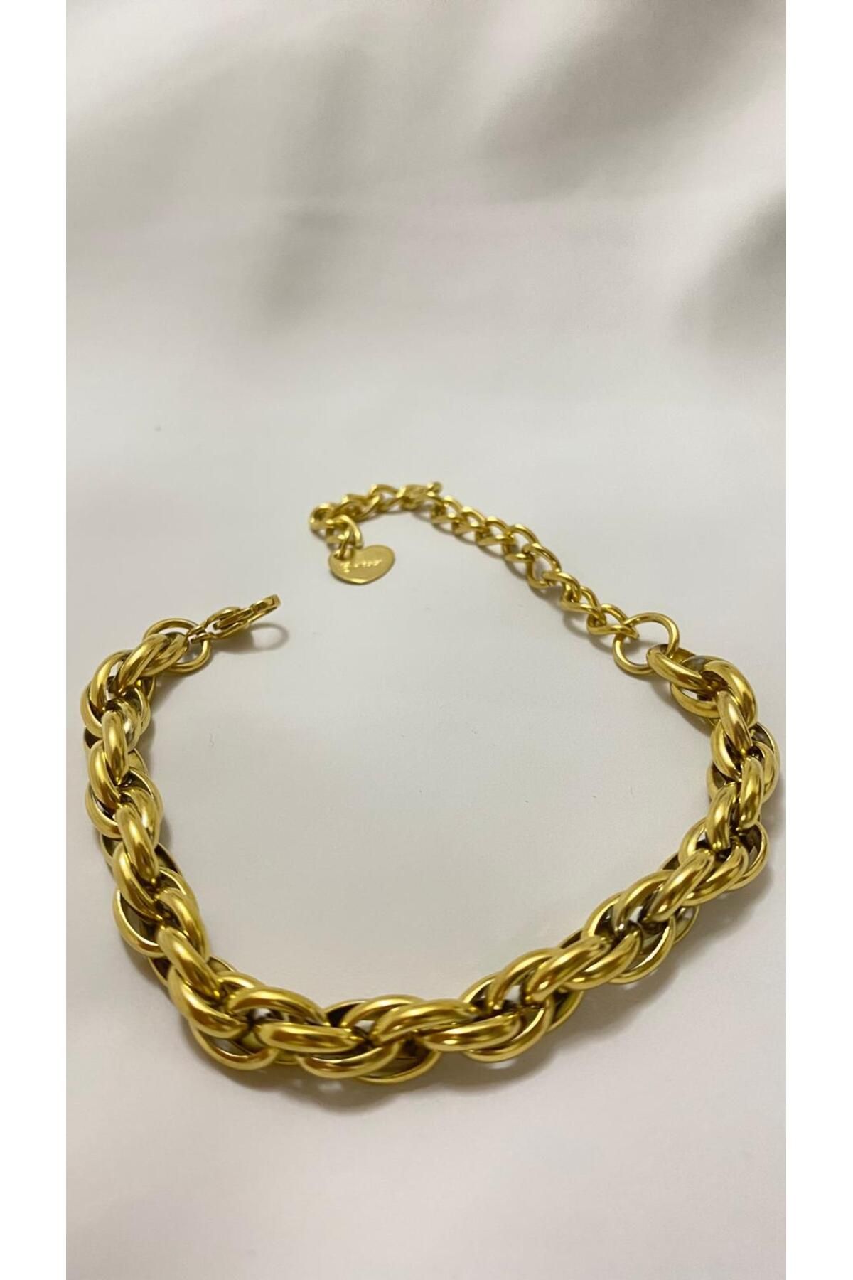 Butik Mirror Model Gold Altın Kaplama Çelik Bileklik