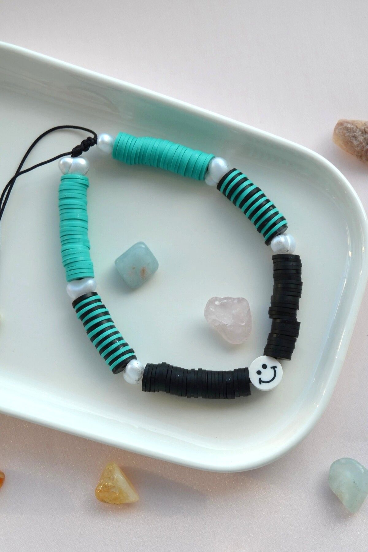 Sacce Scarves&Accessories Fimo Halhal Renkli Ayarlanabilir İpli Yeşil Siyah Tonlu